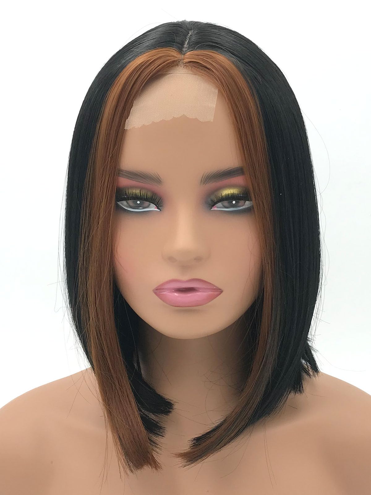 Highlights Black Wigs Bob Wigs Short Wigs Synthetic Heat Resistant Fiber Hair Natural Looking Daily Cosplay Party Wigs for Women 12 Inch (30/Black)
