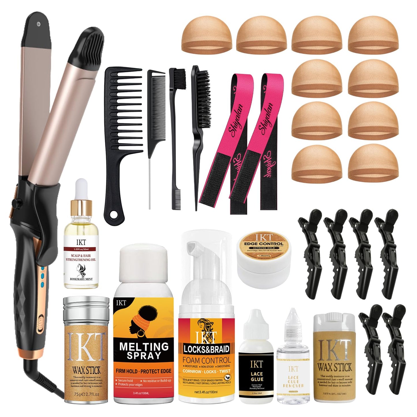 Wig Kit for Lace Front Wigs, Hair Wax Stick Lace Band for Wigs, Wig Caps, Edge Brush, Comb, Suitable for Wig Kit - 9 PCS