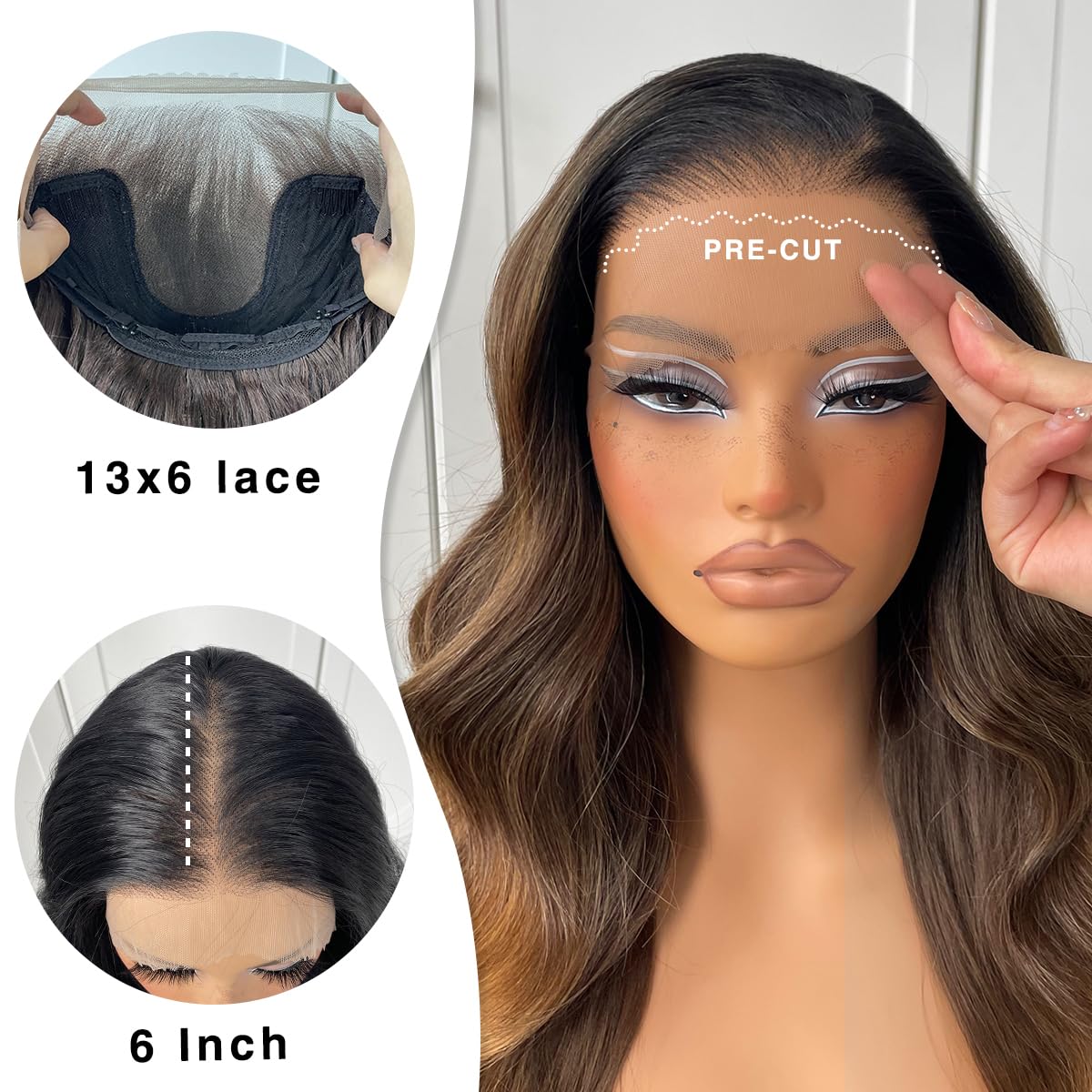 13x6 Skunk Stripe Wig Glueless Lace Front Wigs Pre Plucked Synthetic Body Wave blonde wig Wear and Go lace front wig for black women