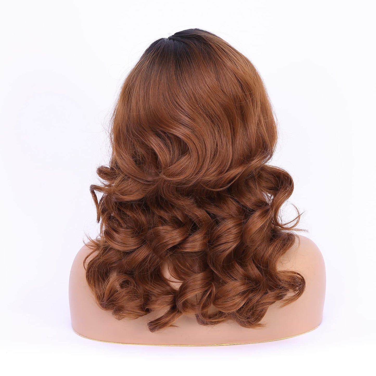 Lady Miranda Loose Wave Lace Part Wig Pure Color Nature Curly Synthetic Heat Resistant Weave Full Wigs for Women(Black)