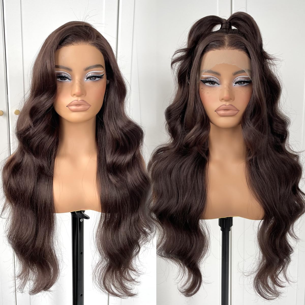 13x6 Skunk Stripe Wig Glueless Lace Front Wigs Pre Plucked Synthetic Body Wave blonde wig Wear and Go lace front wig for black women