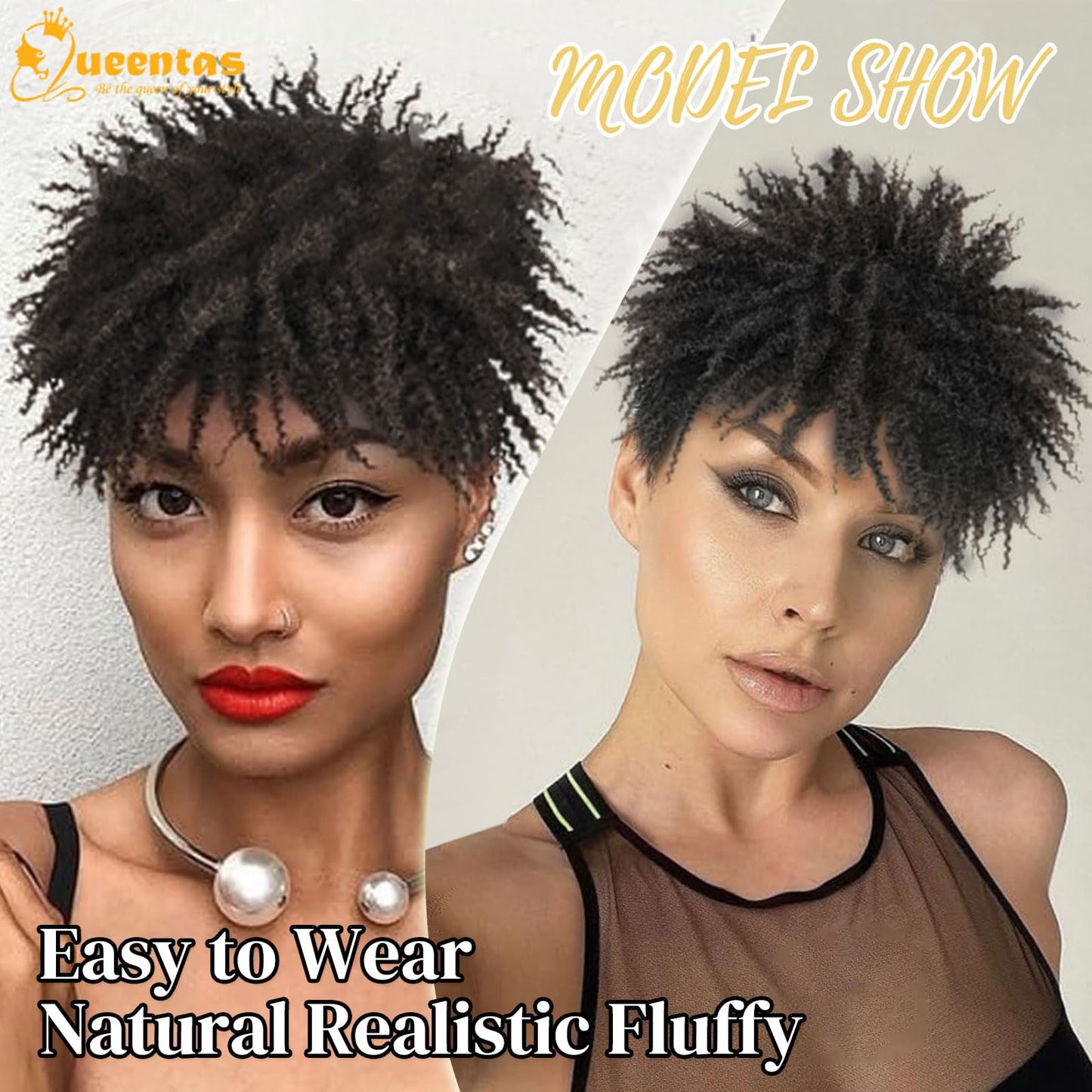 QUEENTAS Dreadlock Wigs for Black Women and Men Short Curly Big Afro Braided Wigs Faux Locs Twist Braiding Synthetic Wigs (Black to Brown)