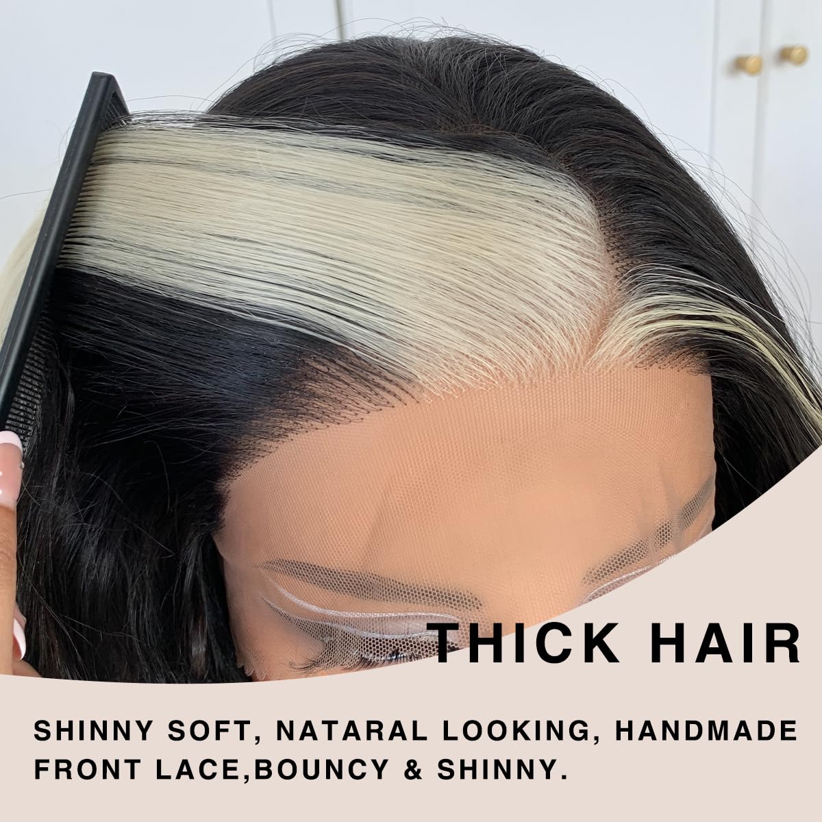 13x6 Skunk Stripe Wig Glueless Lace Front Wigs Pre Plucked Synthetic Body Wave blonde wig Wear and Go lace front wig for black women