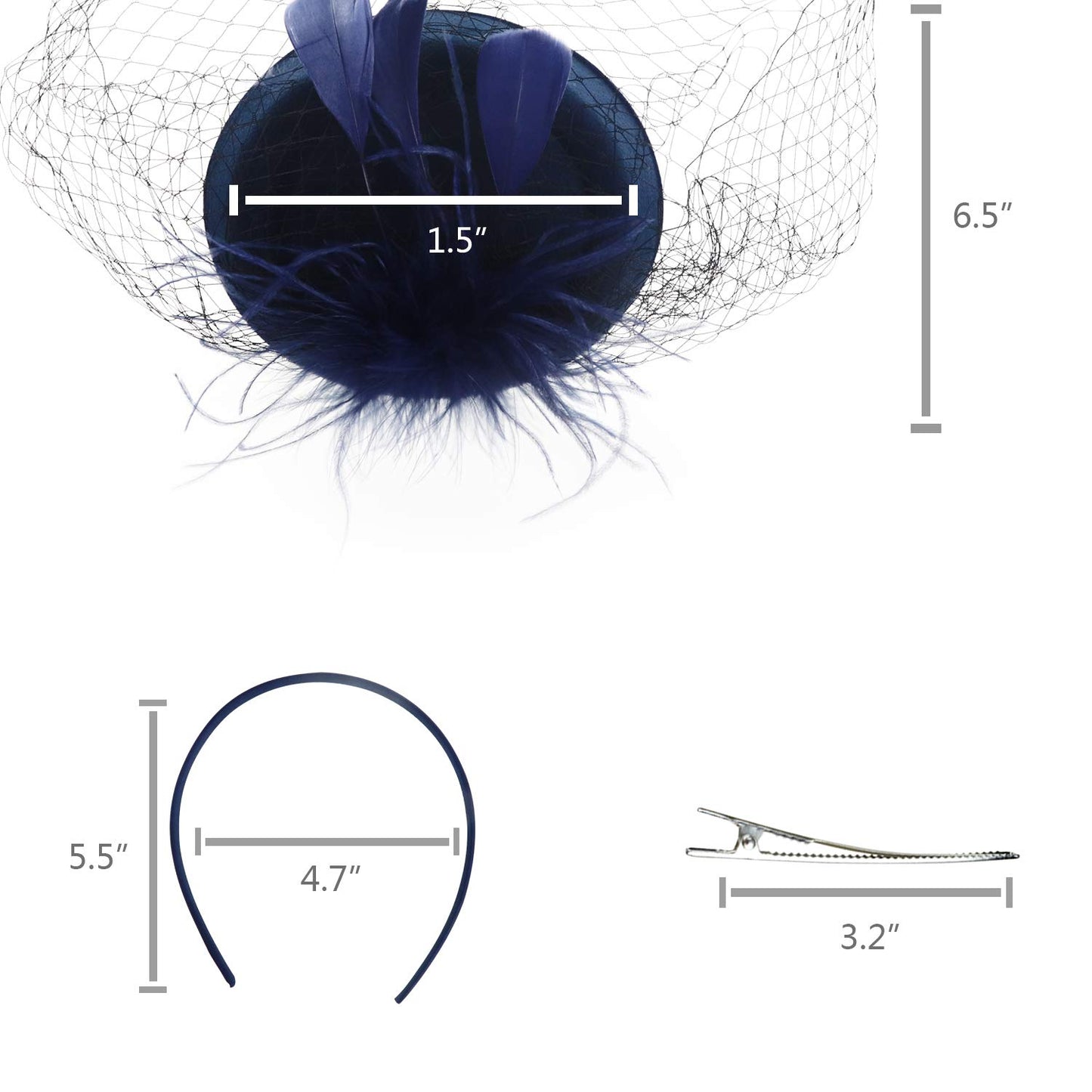 DRESHOW Women Fascinator Hats Tea Party Hat Vintage Pillbox Hat Headband for Cocktail