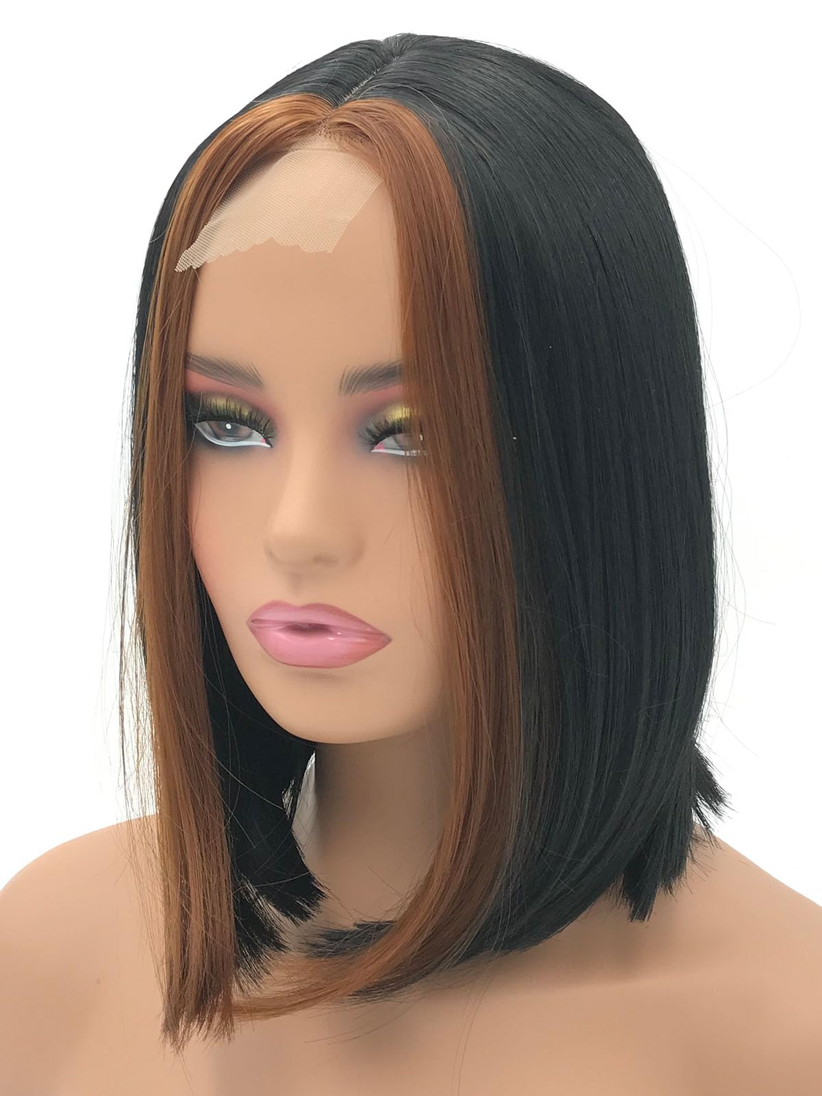Highlights Black Wigs Bob Wigs Short Wigs Synthetic Heat Resistant Fiber Hair Natural Looking Daily Cosplay Party Wigs for Women 12 Inch (30/Black)