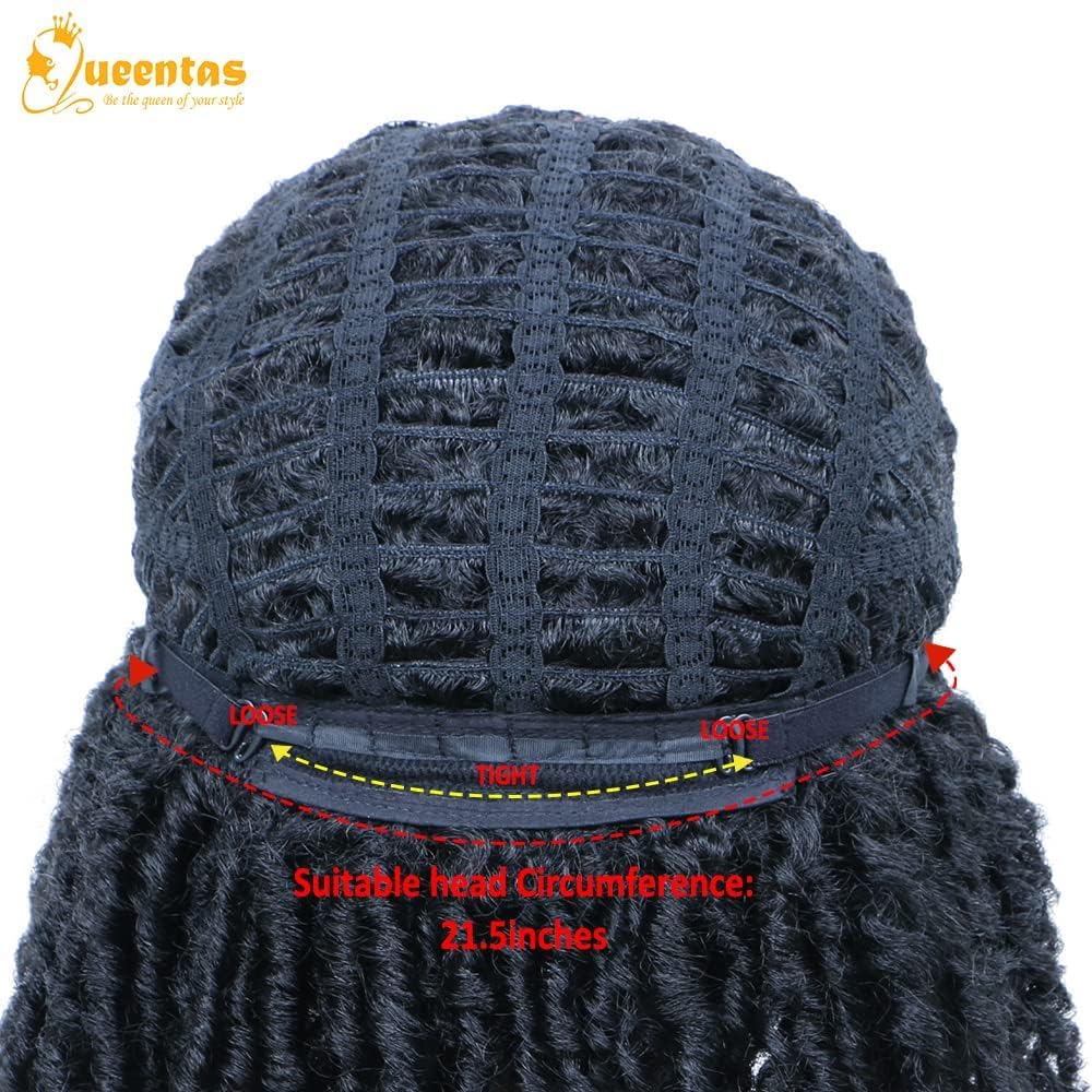 QUEENTAS Dreadlock Wigs for Black Women and Men Short Curly Big Afro Braided Wigs Faux Locs Twist Braiding Synthetic Wigs (Black to Brown)