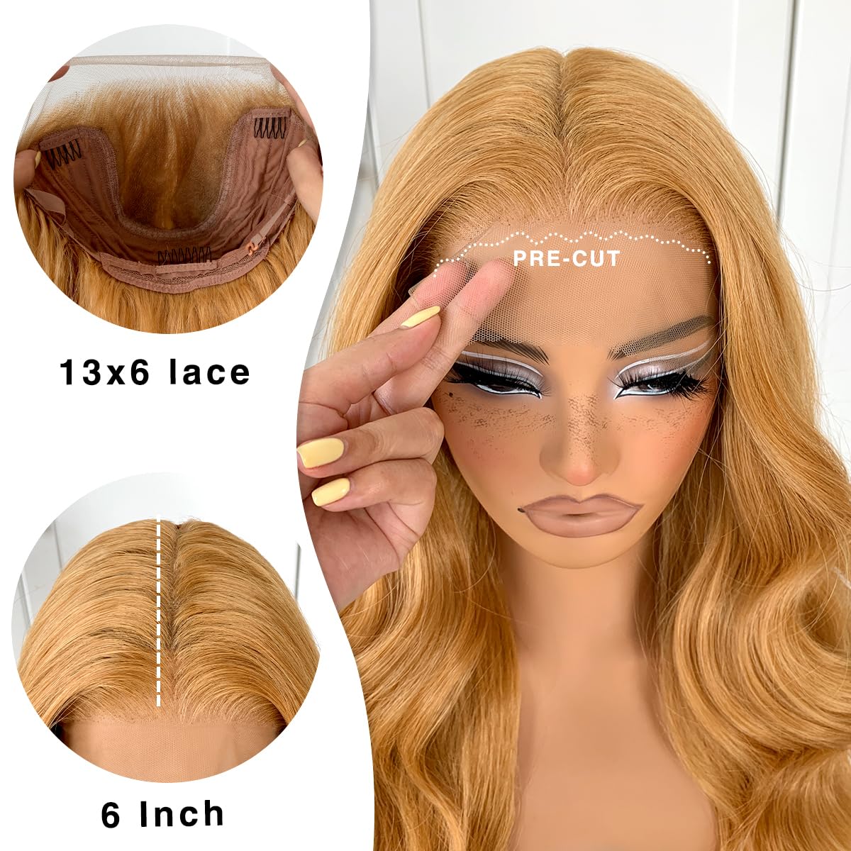 13x6 Skunk Stripe Wig Glueless Lace Front Wigs Pre Plucked Synthetic Body Wave blonde wig Wear and Go lace front wig for black women