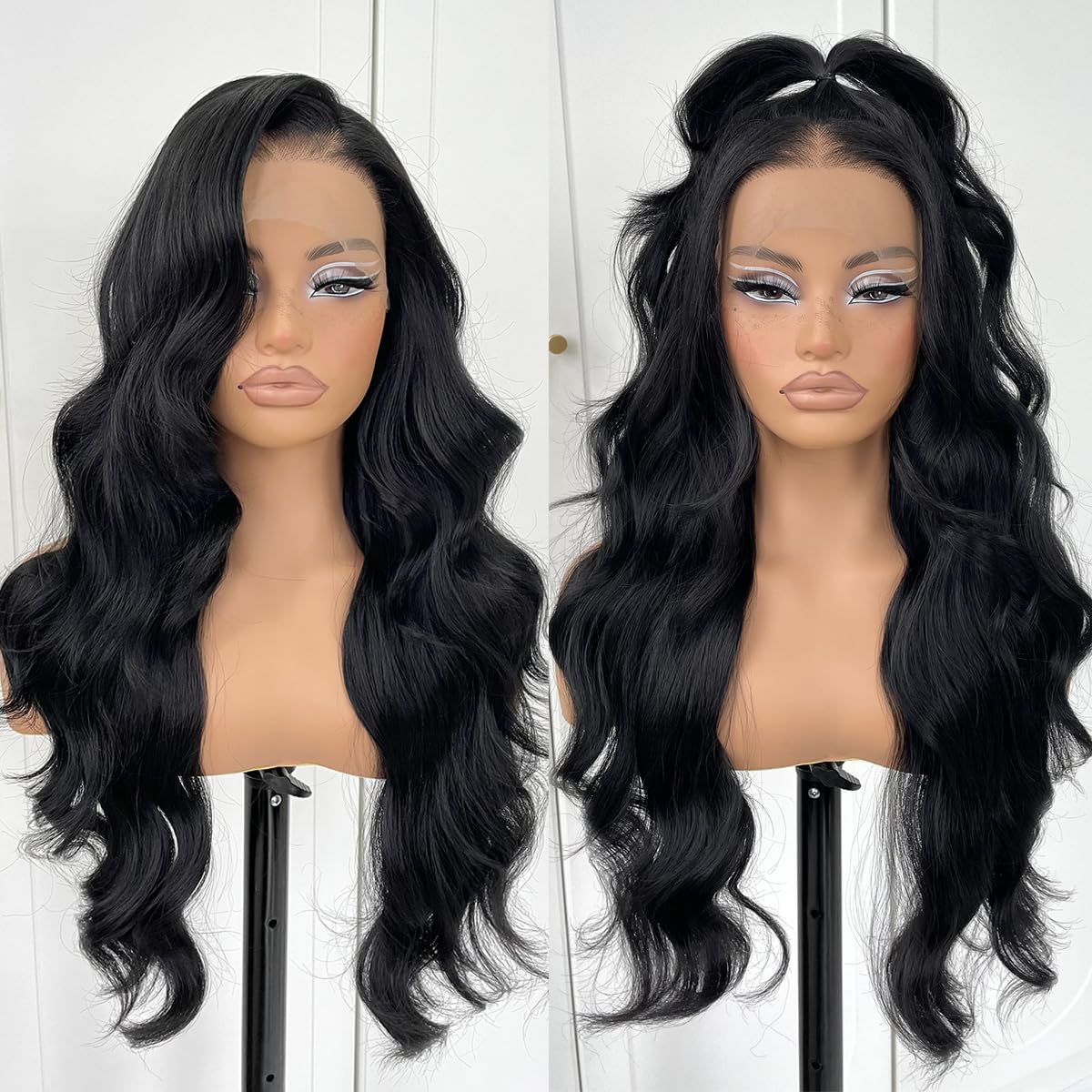 13x6 Skunk Stripe Wig Glueless Lace Front Wigs Pre Plucked Synthetic Body Wave blonde wig Wear and Go lace front wig for black women