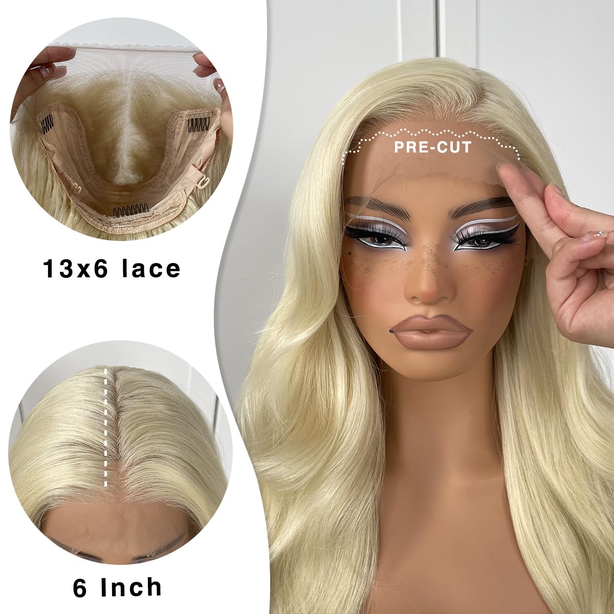 13x6 Skunk Stripe Wig Glueless Lace Front Wigs Pre Plucked Synthetic Body Wave blonde wig Wear and Go lace front wig for black women