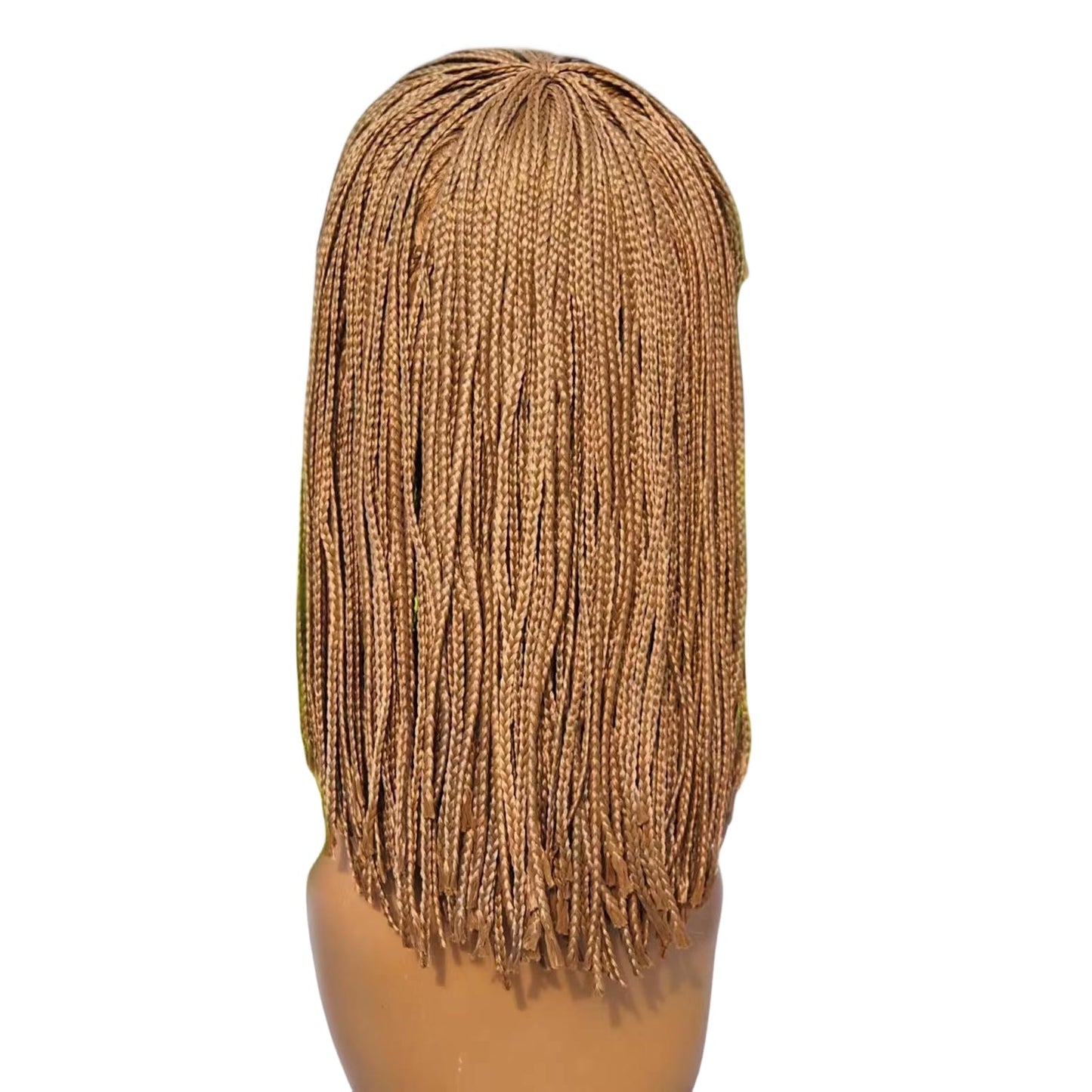 Box Braid Wig Synthetic Short Bob Wig Box Braided Wig with Bangs Cornrow Braided Wigs for Black Women (10 inches, Brown)
