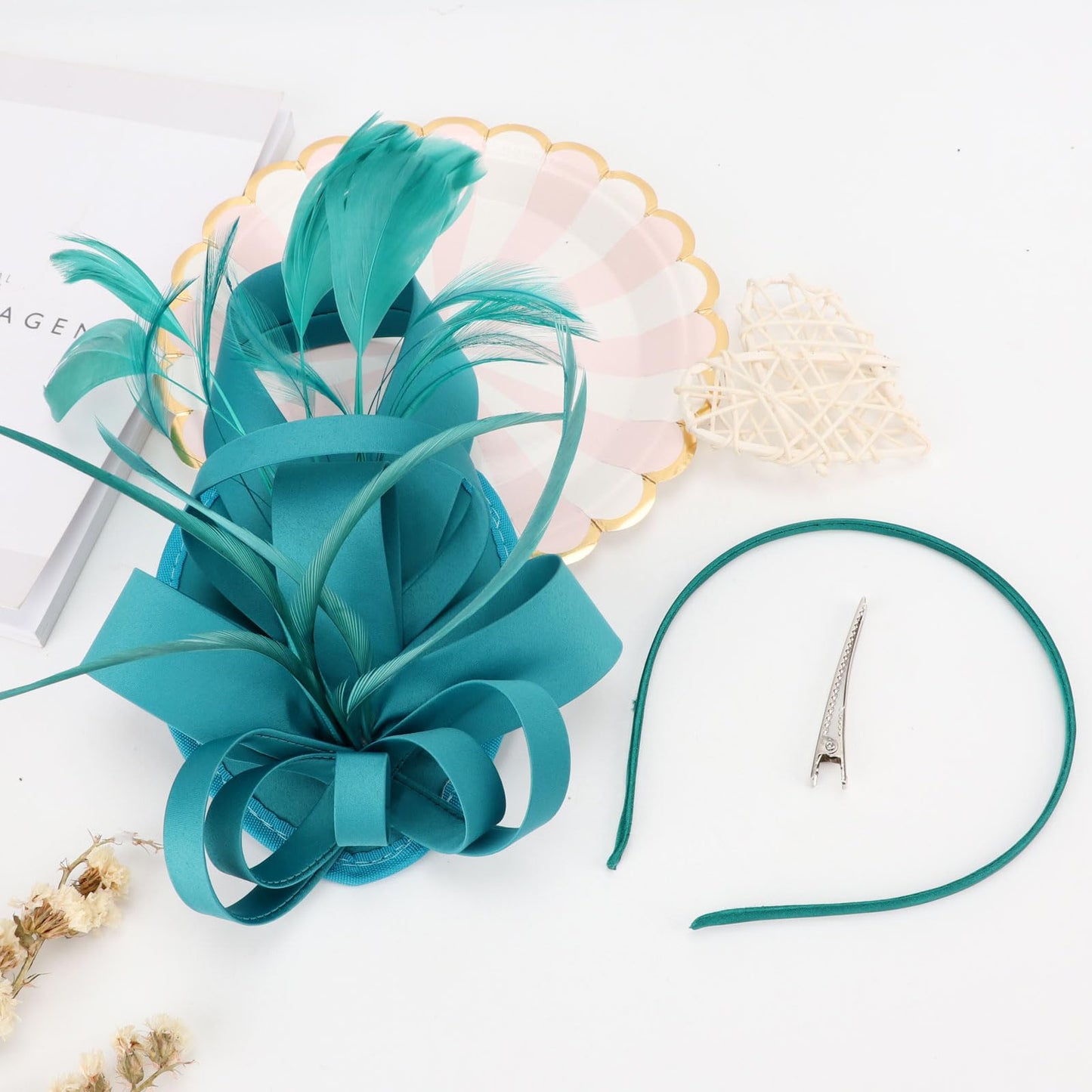 DRESHOW Women Fascinator Hats Tea Party Hat Vintage Pillbox Hat Headband for Cocktail