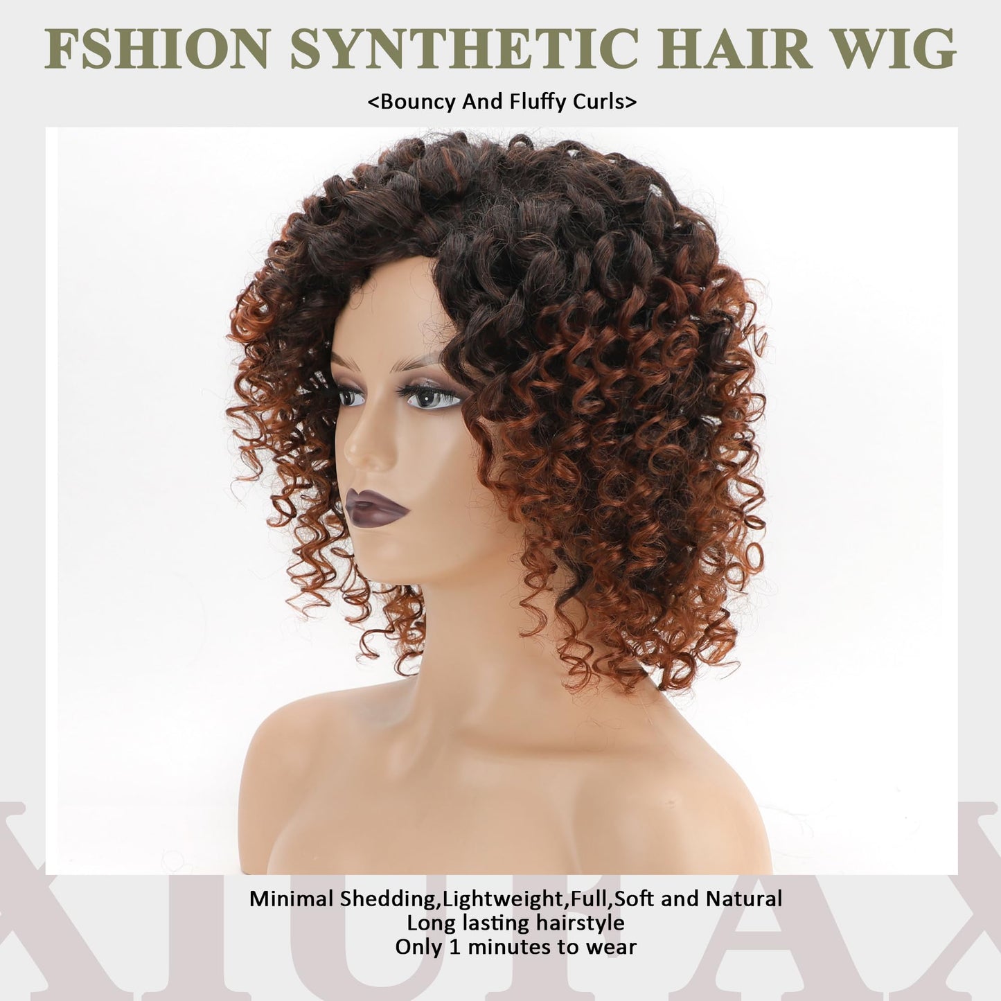 XIUFAXIRUSI XIUFAXIRUSI Ombre Blonde Afro Curly Wigs for Black Women Blonde Kinky Curly Wigs with Side Part Synthetic Fibre Full Hair Wig