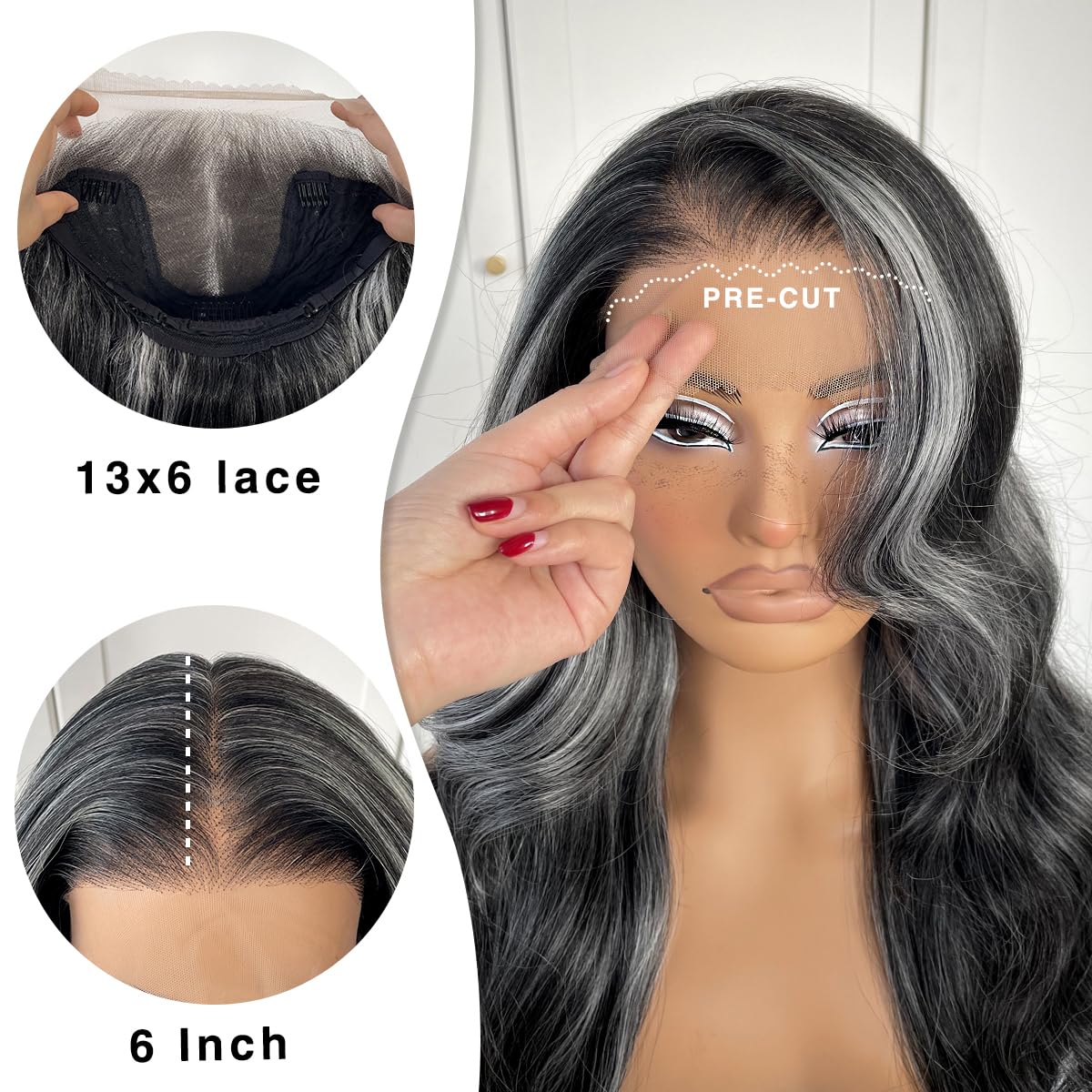 13x6 Skunk Stripe Wig Glueless Lace Front Wigs Pre Plucked Synthetic Body Wave blonde wig Wear and Go lace front wig for black women