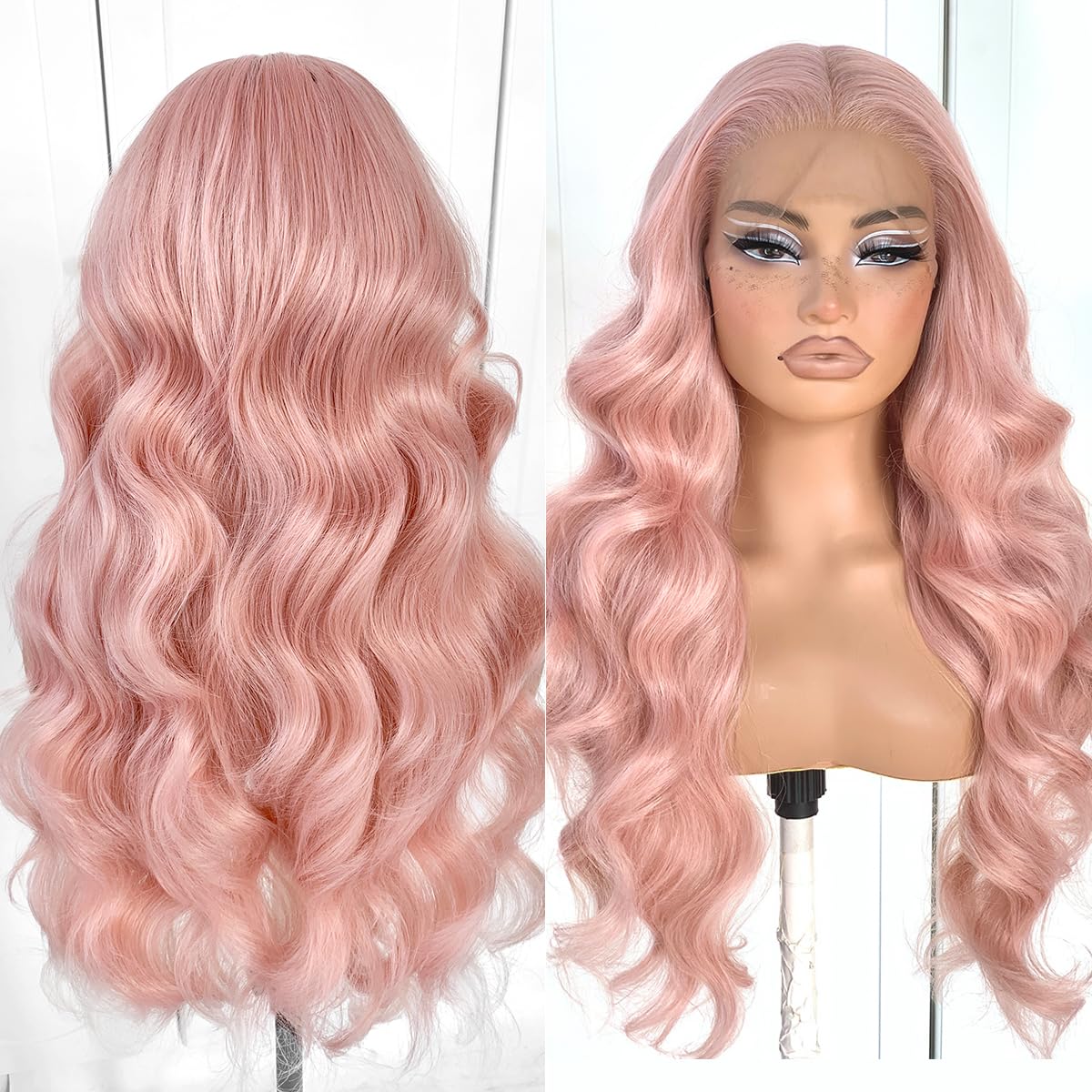 13x6 Skunk Stripe Wig Glueless Lace Front Wigs Pre Plucked Synthetic Body Wave blonde wig Wear and Go lace front wig for black women
