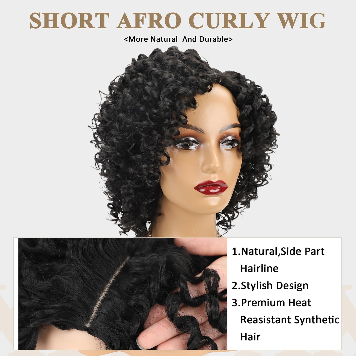 XIUFAXIRUSI XIUFAXIRUSI Ombre Blonde Afro Curly Wigs for Black Women Blonde Kinky Curly Wigs with Side Part Synthetic Fibre Full Hair Wig