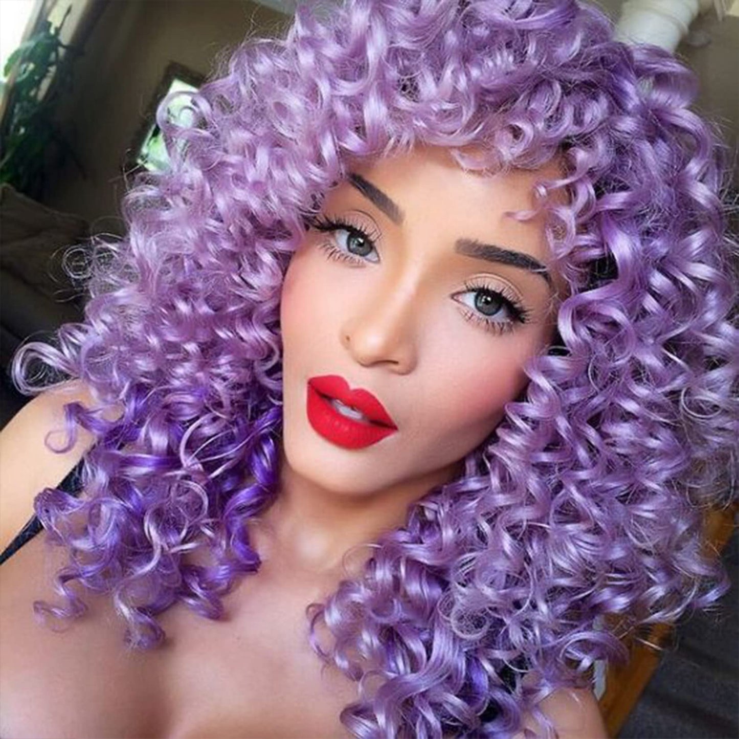 Andromeda Gray Short Curly Wig for Black Women, 14-Inch, Synthetic Fiber, Adjustable Cap, Heat Resistant