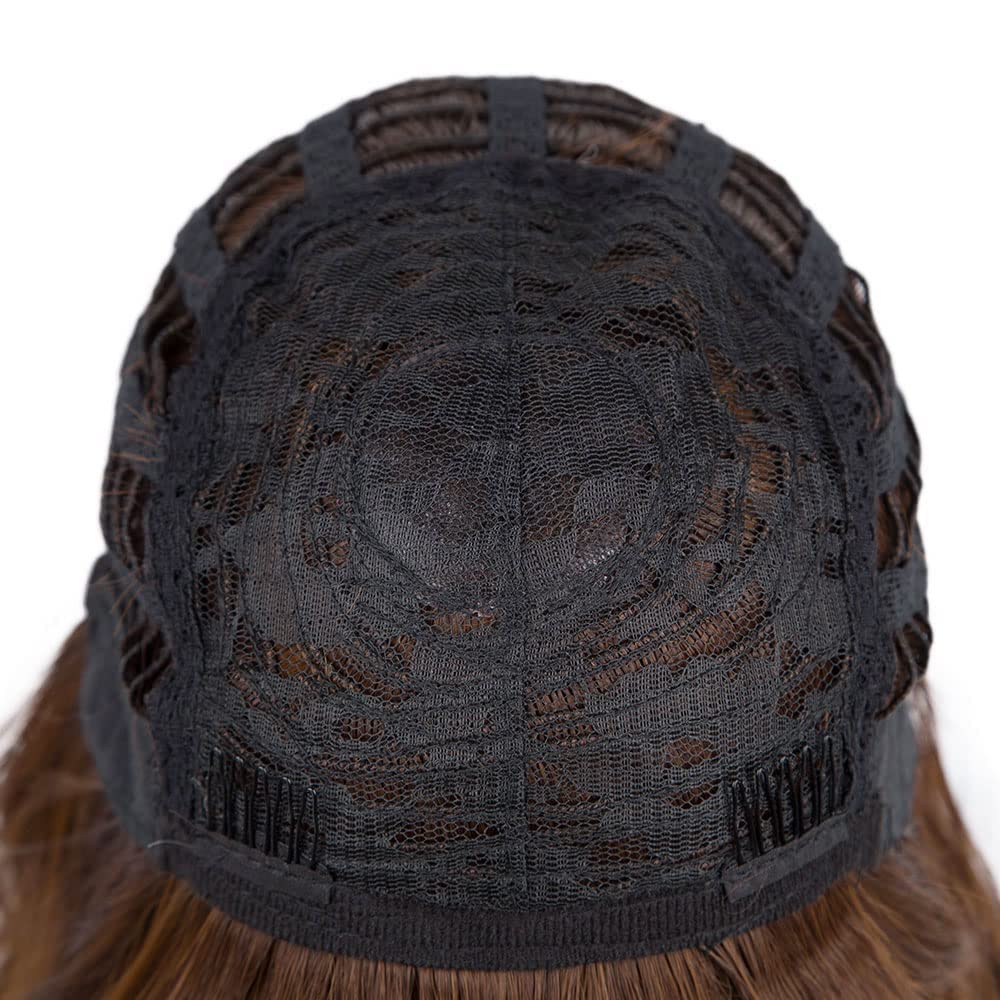 Black Mixed Brown Wig for Black Women 14 Inch Short Wavy Hair Wigs Curly Bob Wig with Bangs Wigs Shoulder Length Wigs for Black Women Bob Style Synthetic Heat Resistant Bob Wigs