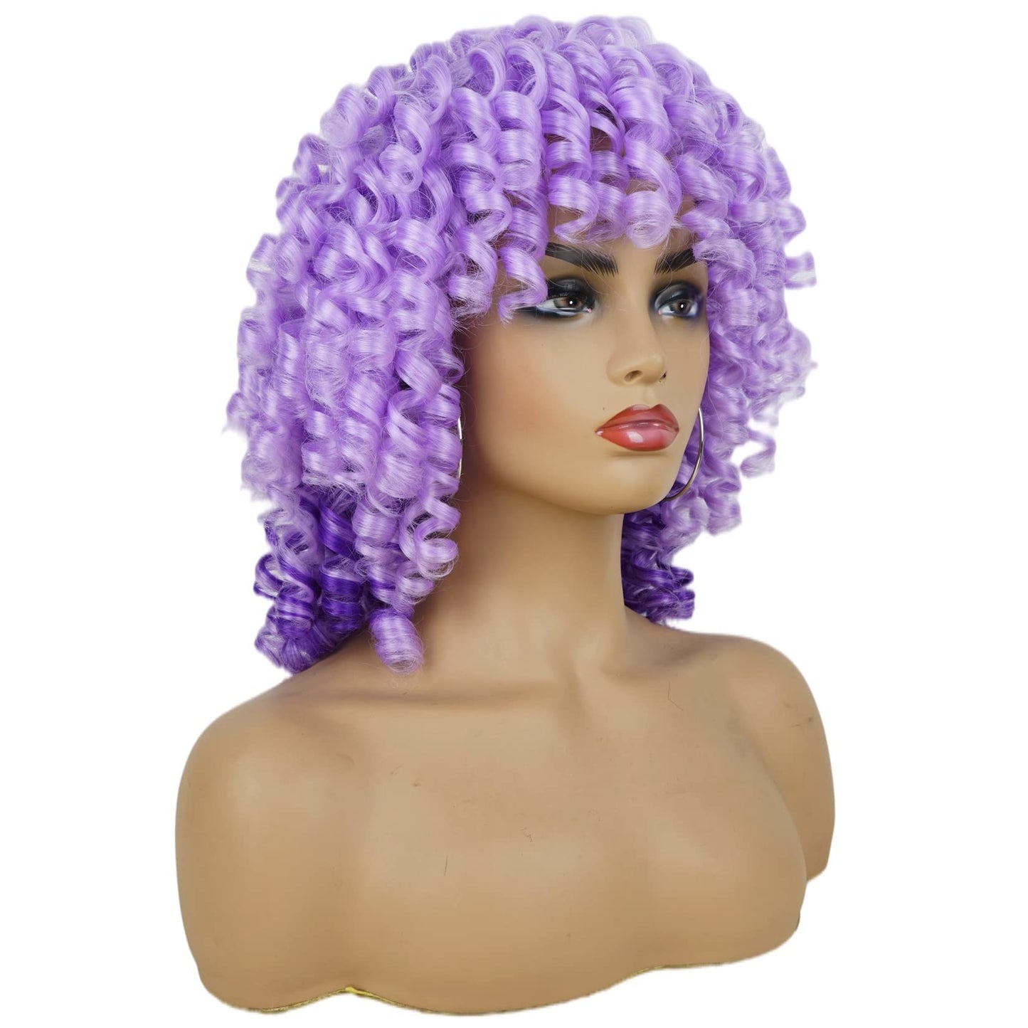Andromeda Gray Short Curly Wig for Black Women, 14-Inch, Synthetic Fiber, Adjustable Cap, Heat Resistant