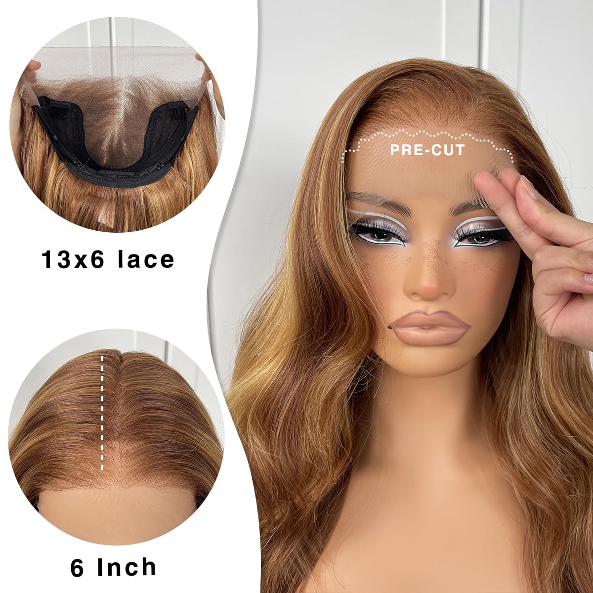 13x6 Skunk Stripe Wig Glueless Lace Front Wigs Pre Plucked Synthetic Body Wave blonde wig Wear and Go lace front wig for black women
