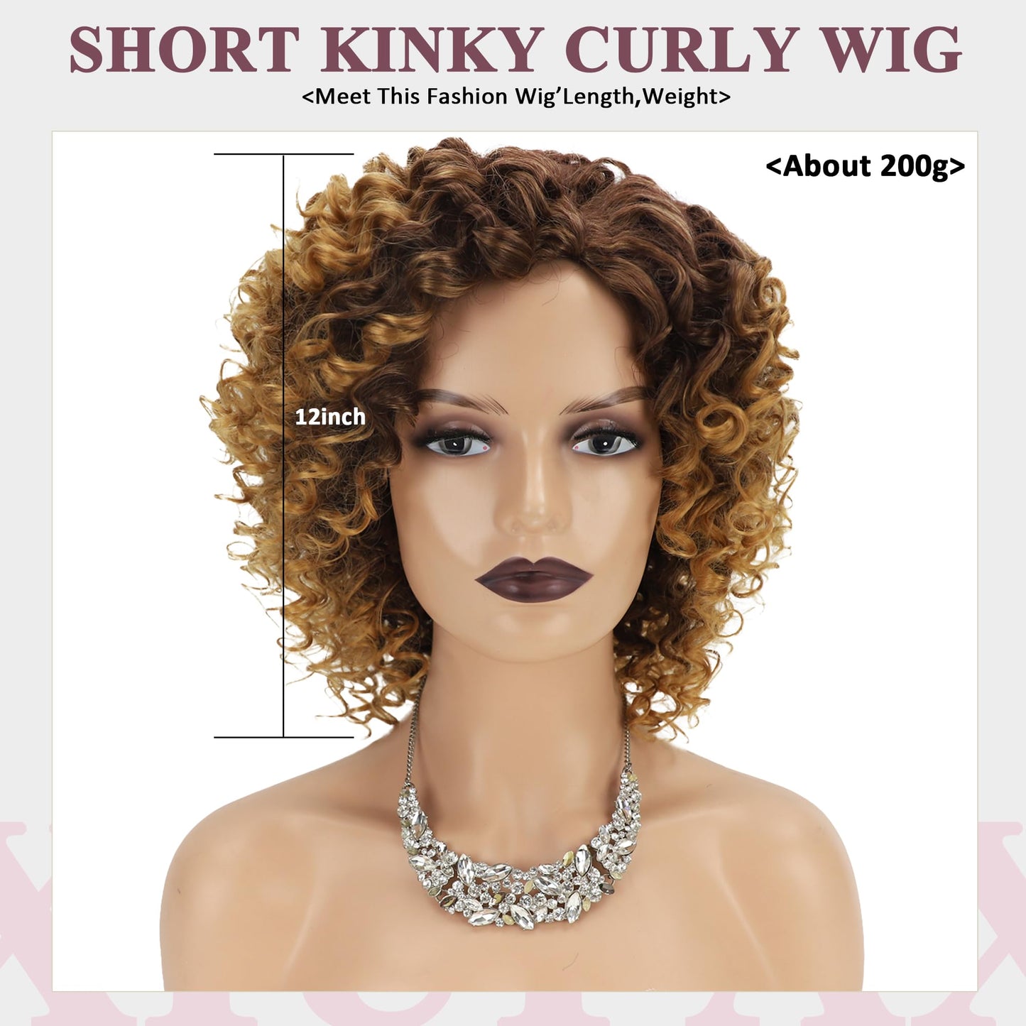 XIUFAXIRUSI XIUFAXIRUSI Ombre Blonde Afro Curly Wigs for Black Women Blonde Kinky Curly Wigs with Side Part Synthetic Fibre Full Hair Wig
