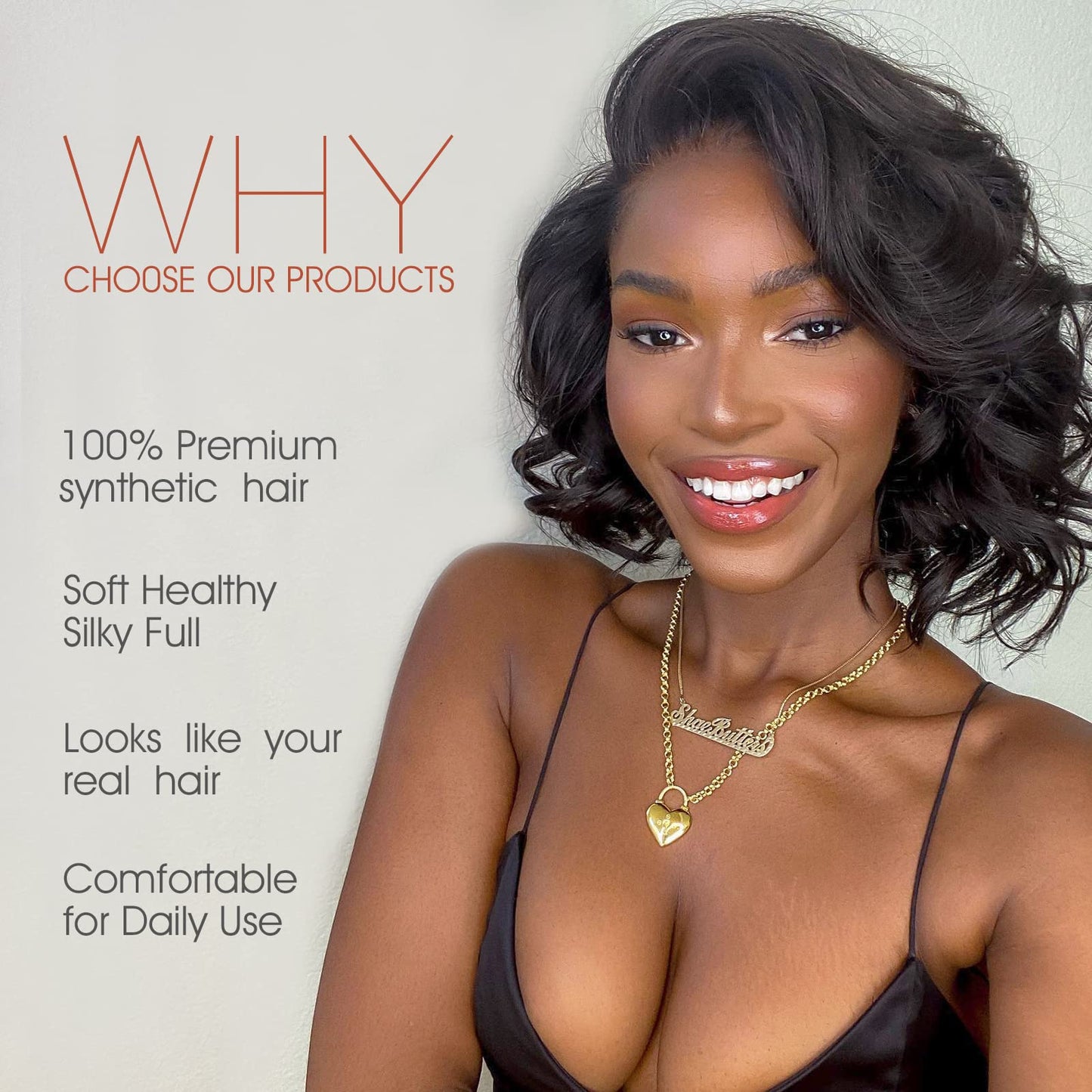 Lady Miranda Loose Wave Lace Part Wig Pure Color Nature Curly Synthetic Heat Resistant Weave Full Wigs for Women(Black)