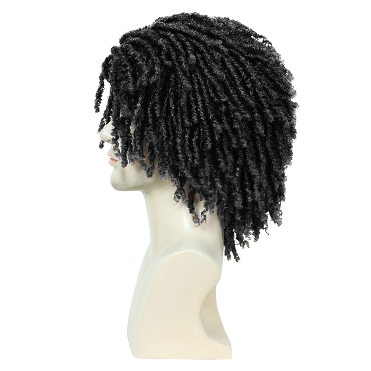 QUEENTAS Dreadlock Wigs for Black Women and Men Short Curly Big Afro Braided Wigs Faux Locs Twist Braiding Synthetic Wigs (Black to Brown)