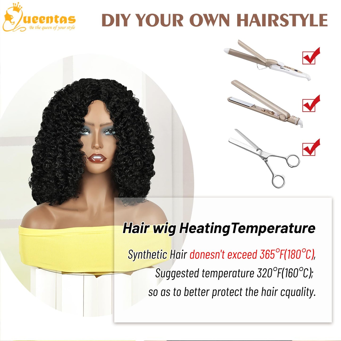 QUEENTAS Dreadlock Wigs for Black Women and Men Short Curly Big Afro Braided Wigs Faux Locs Twist Braiding Synthetic Wigs (Black to Brown)