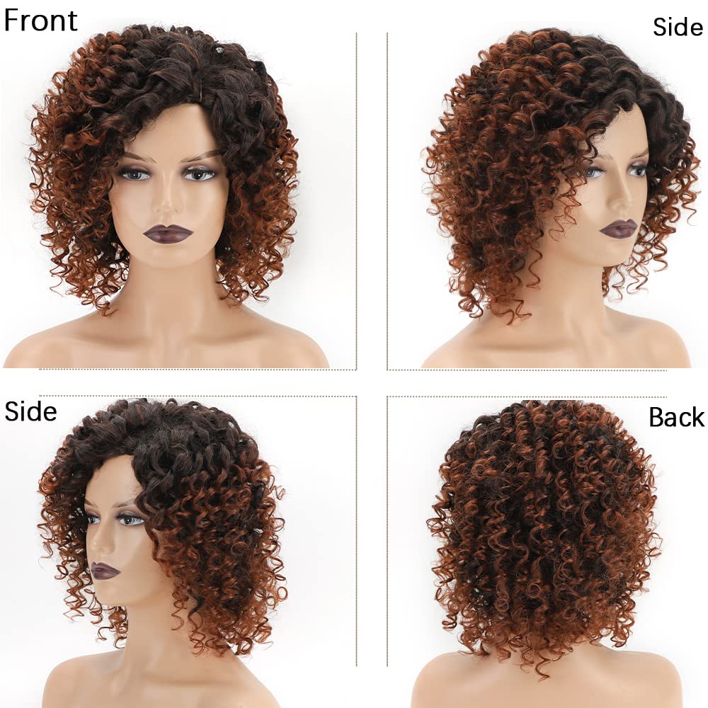 XIUFAXIRUSI XIUFAXIRUSI Ombre Blonde Afro Curly Wigs for Black Women Blonde Kinky Curly Wigs with Side Part Synthetic Fibre Full Hair Wig
