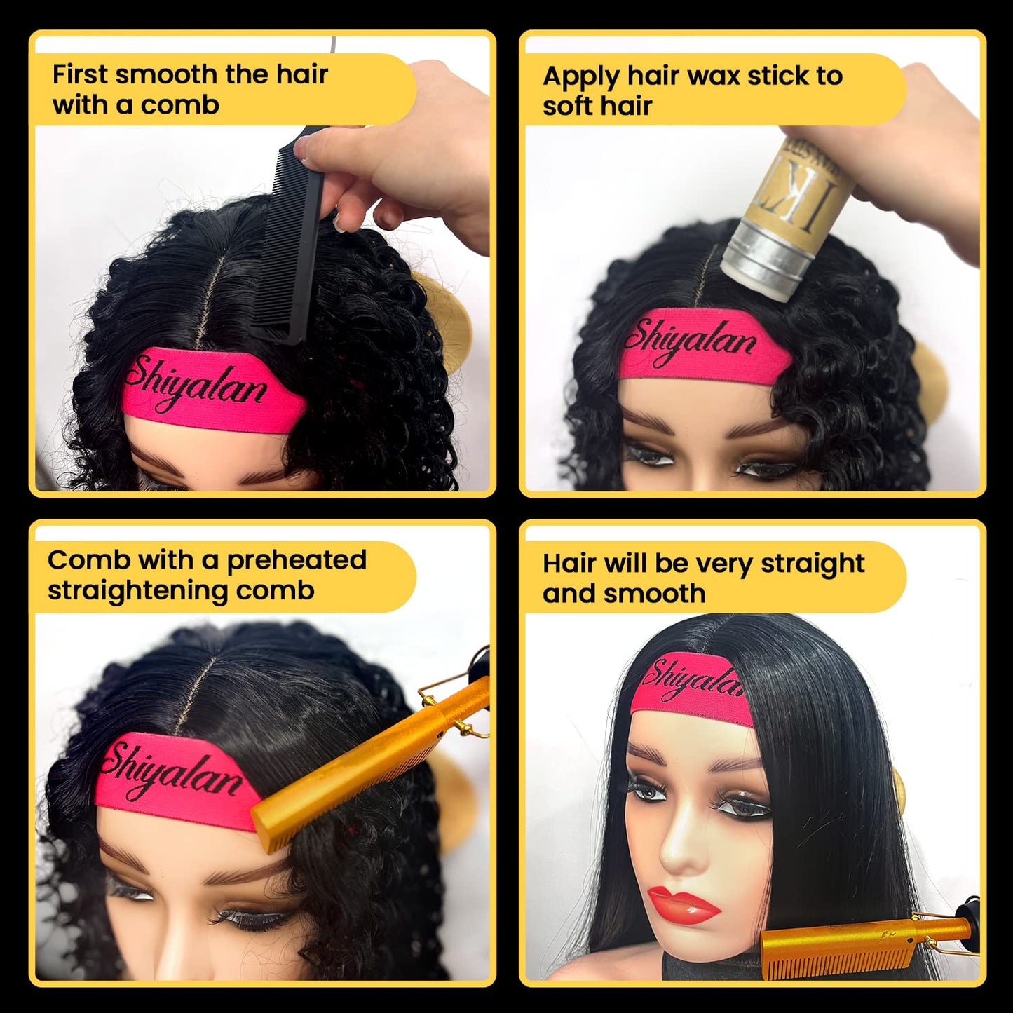Wig Kit for Lace Front Wigs, Hair Wax Stick Lace Band for Wigs, Wig Caps, Edge Brush, Comb, Suitable for Wig Kit - 9 PCS