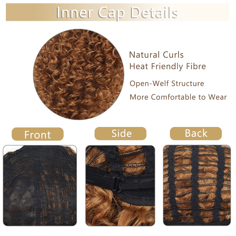 XIUFAXIRUSI XIUFAXIRUSI Ombre Blonde Afro Curly Wigs for Black Women Blonde Kinky Curly Wigs with Side Part Synthetic Fibre Full Hair Wig