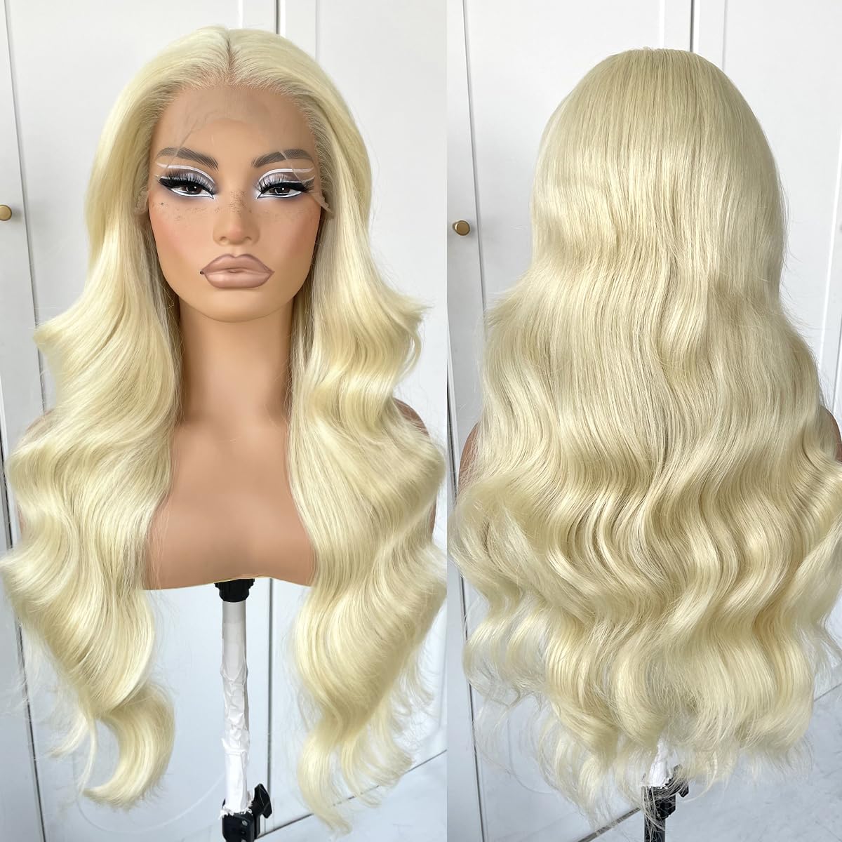 13x6 Skunk Stripe Wig Glueless Lace Front Wigs Pre Plucked Synthetic Body Wave blonde wig Wear and Go lace front wig for black women
