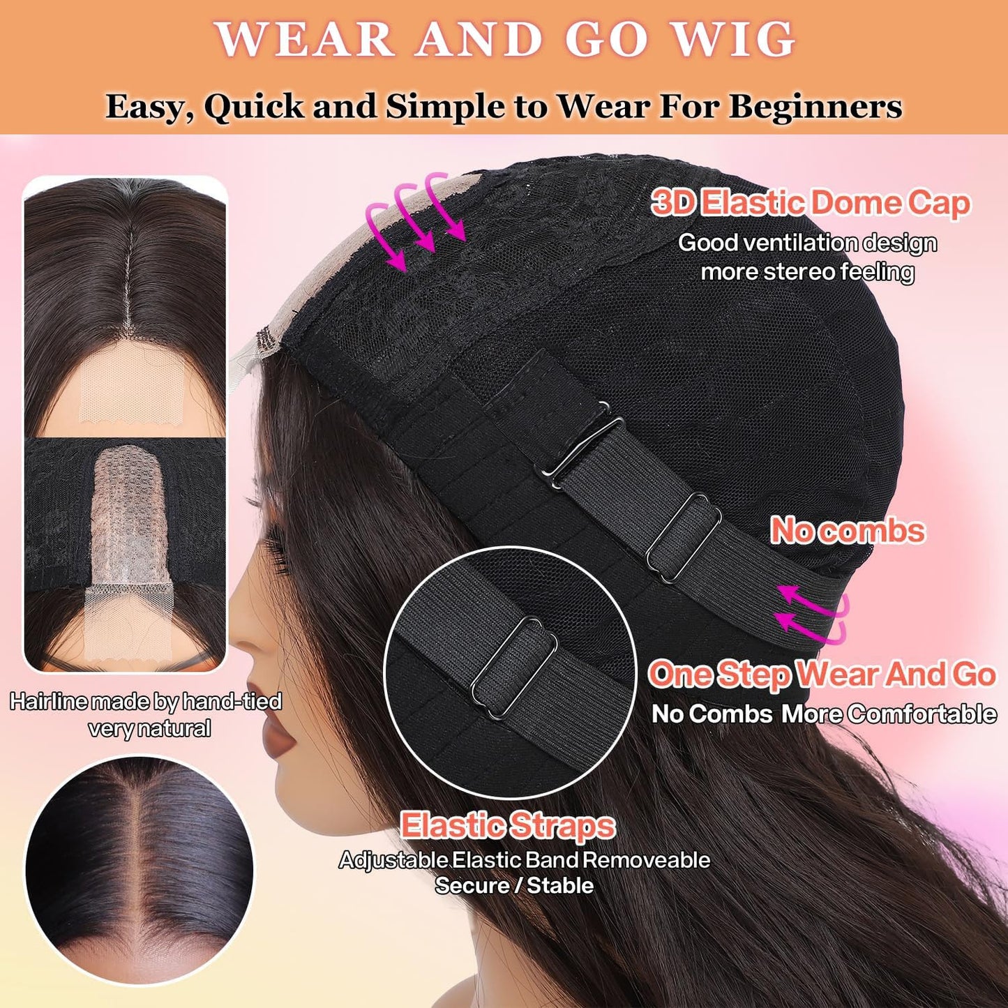 Blonde Highlight Wigs for Women, Blonde Mix Brown Wig with Bangs Silky Soft Fiber Synthetic Wig for Daily Party Use(24 Inch,Blonde Highlight)