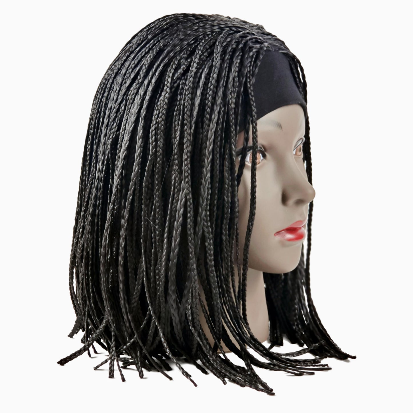 Box Braid Wig Synthetic Short Bob Wig Box Braided Wig with Bangs Cornrow Braided Wigs for Black Women (10 inches, Brown)
