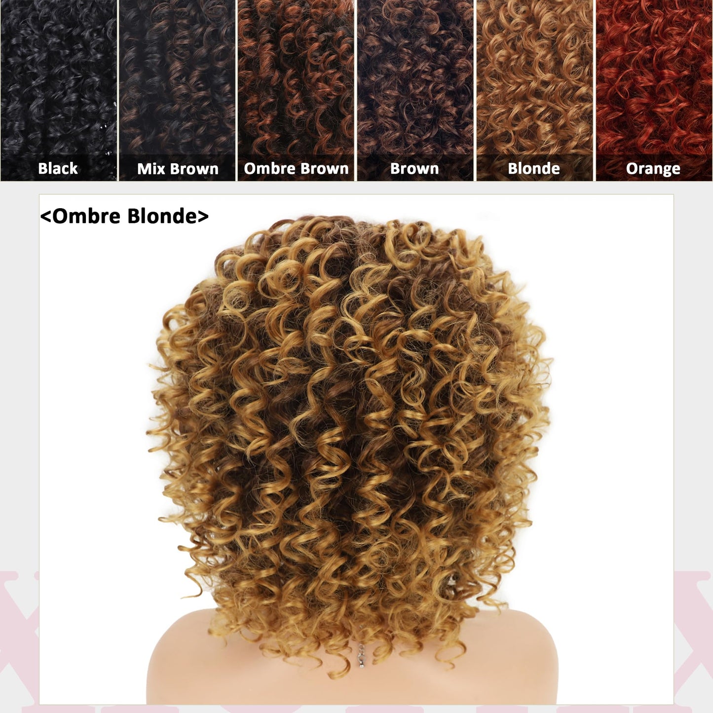 XIUFAXIRUSI XIUFAXIRUSI Ombre Blonde Afro Curly Wigs for Black Women Blonde Kinky Curly Wigs with Side Part Synthetic Fibre Full Hair Wig