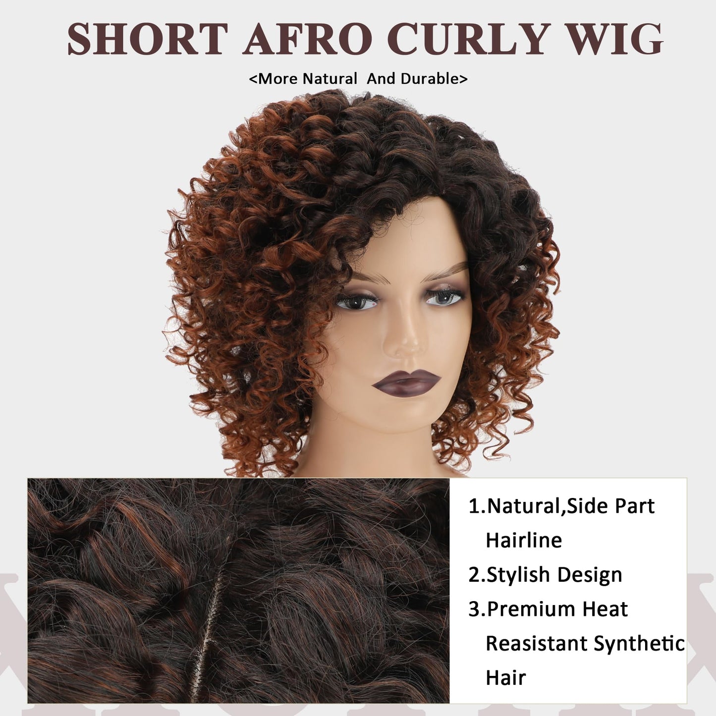 XIUFAXIRUSI XIUFAXIRUSI Ombre Blonde Afro Curly Wigs for Black Women Blonde Kinky Curly Wigs with Side Part Synthetic Fibre Full Hair Wig