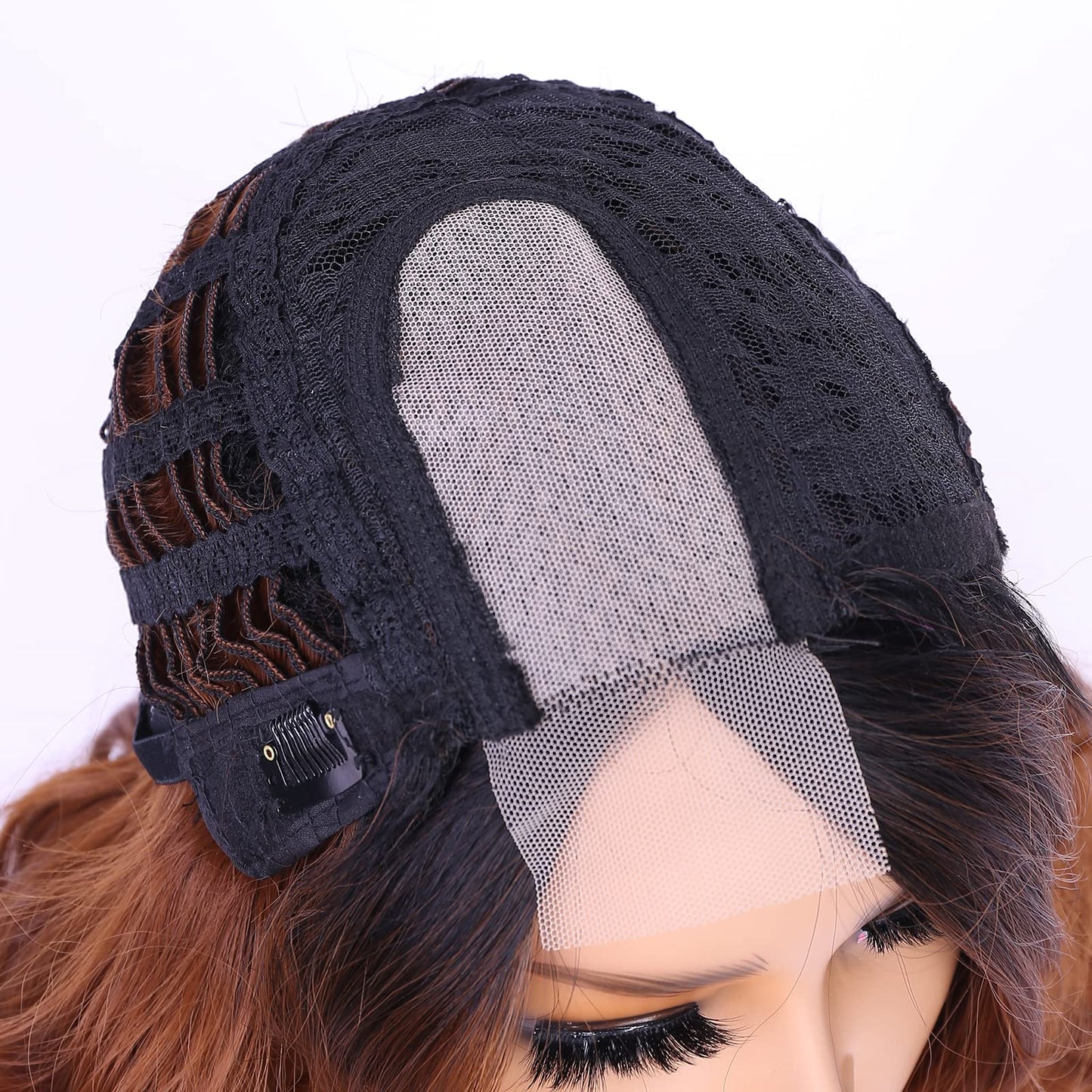 Lady Miranda Loose Wave Lace Part Wig Pure Color Nature Curly Synthetic Heat Resistant Weave Full Wigs for Women(Black)