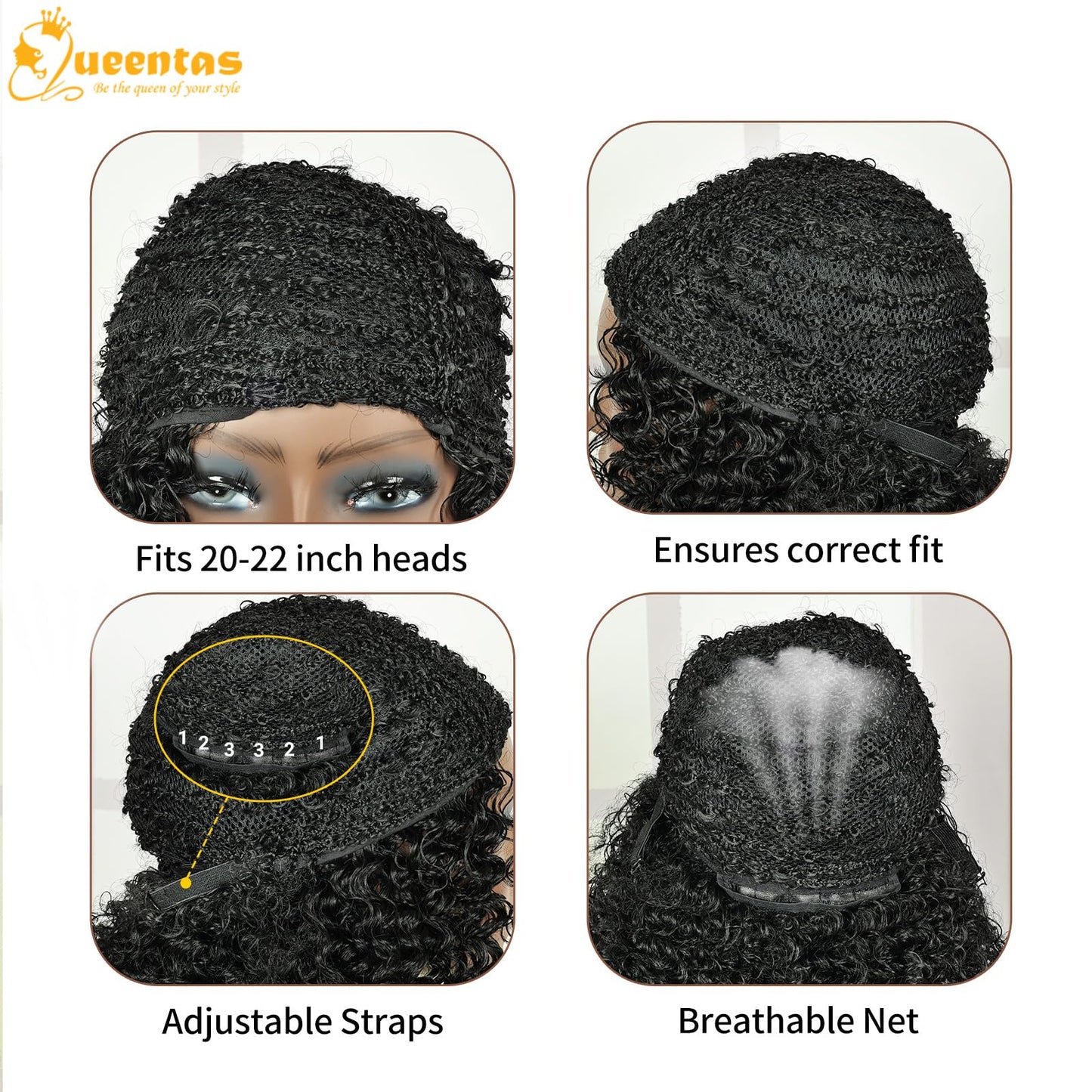 QUEENTAS Dreadlock Wigs for Black Women and Men Short Curly Big Afro Braided Wigs Faux Locs Twist Braiding Synthetic Wigs (Black to Brown)