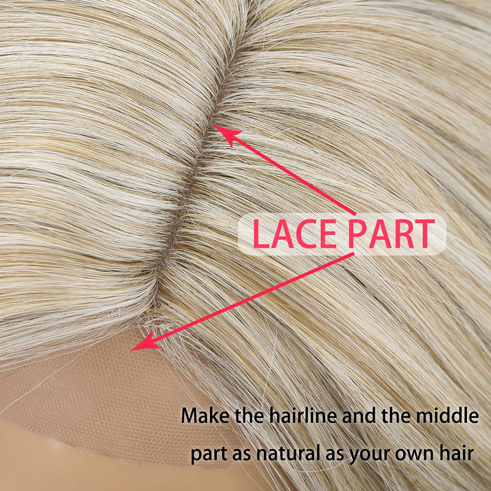 Lady Miranda Loose Wave Lace Part Wig Pure Color Nature Curly Synthetic Heat Resistant Weave Full Wigs for Women(Black)