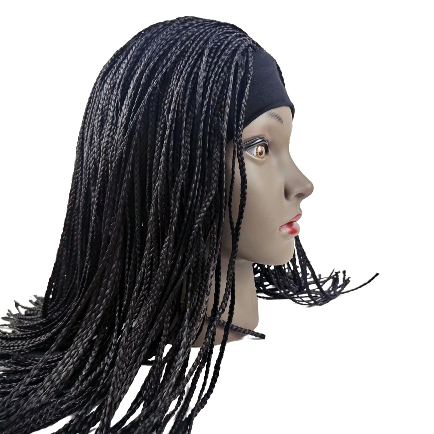 Box Braid Wig Synthetic Short Bob Wig Box Braided Wig with Bangs Cornrow Braided Wigs for Black Women (10 inches, Brown)