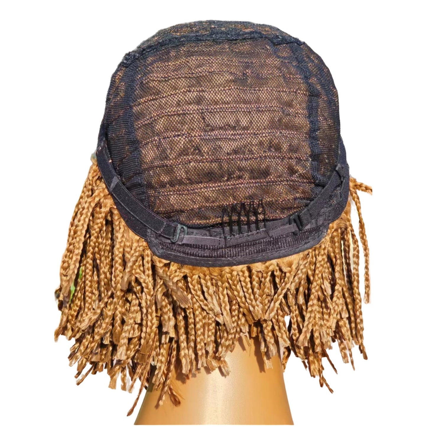 Box Braid Wig Synthetic Short Bob Wig Box Braided Wig with Bangs Cornrow Braided Wigs for Black Women (10 inches, Brown)