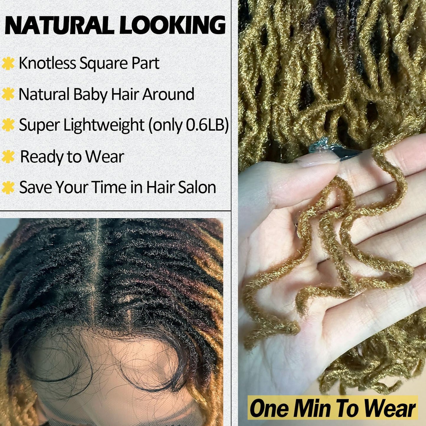 SOKU Short Curly Faux Locs Lace Frontal Wig 12 Inch Natural Black 4x4 Large Parting Space Twist Dreadlock Wigs for Black Women Afro Curly Braided Synthetic Wig