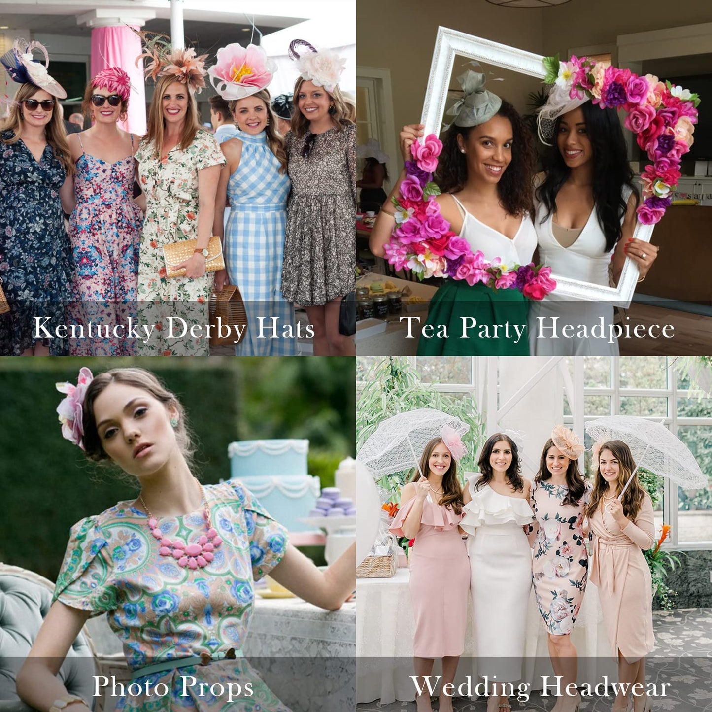 DRESHOW Women Fascinator Hats Tea Party Hat Vintage Pillbox Hat Headband for Cocktail