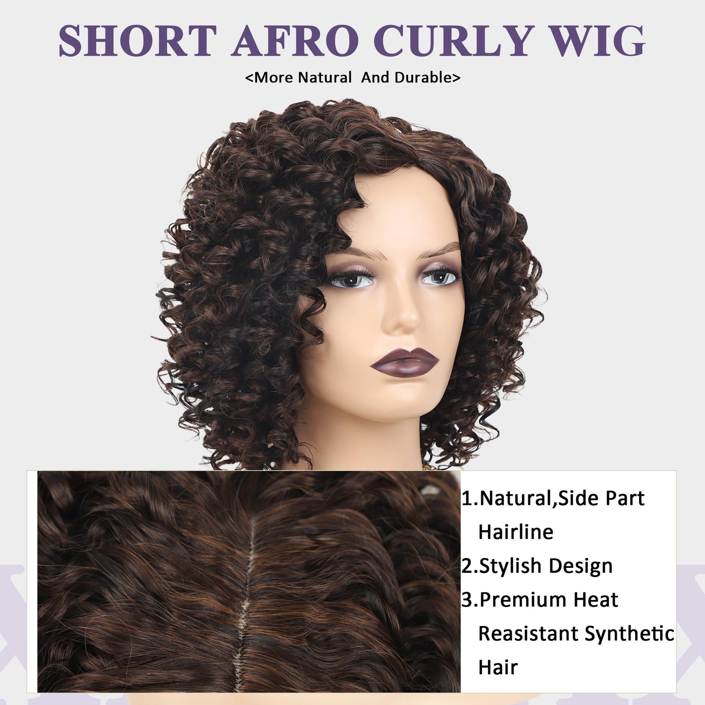 XIUFAXIRUSI XIUFAXIRUSI Ombre Blonde Afro Curly Wigs for Black Women Blonde Kinky Curly Wigs with Side Part Synthetic Fibre Full Hair Wig