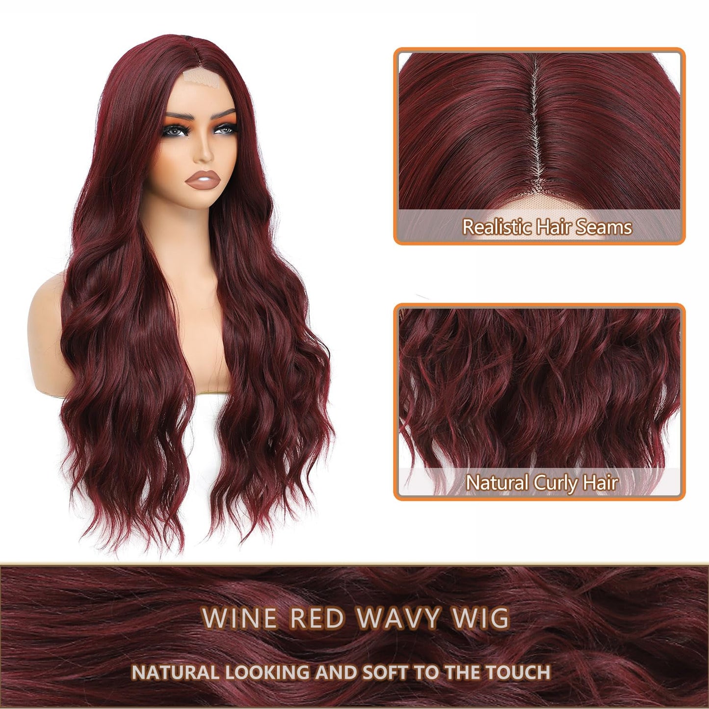 Blonde Highlight Wigs for Women, Blonde Mix Brown Wig with Bangs Silky Soft Fiber Synthetic Wig for Daily Party Use(24 Inch,Blonde Highlight)