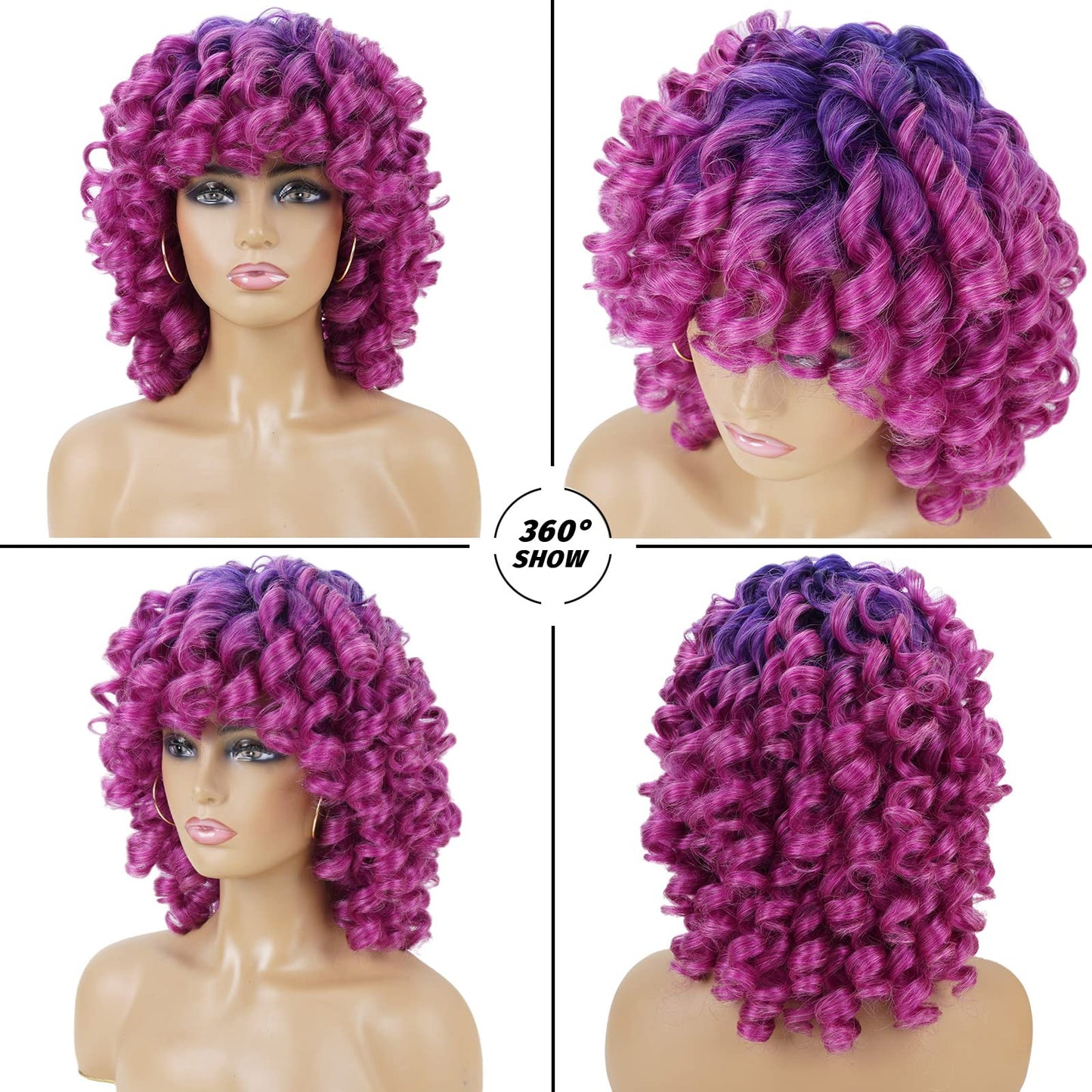 Andromeda Gray Short Curly Wig for Black Women, 14-Inch, Synthetic Fiber, Adjustable Cap, Heat Resistant