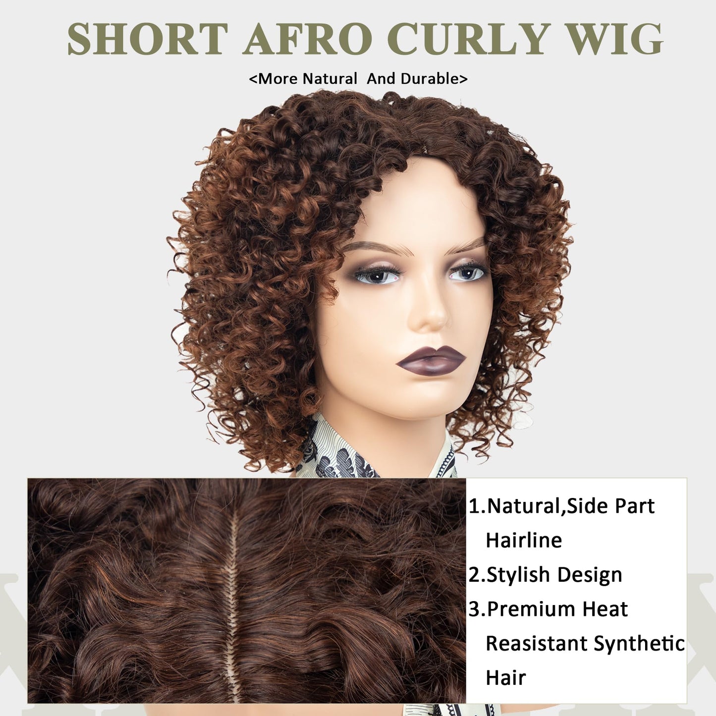 XIUFAXIRUSI XIUFAXIRUSI Ombre Blonde Afro Curly Wigs for Black Women Blonde Kinky Curly Wigs with Side Part Synthetic Fibre Full Hair Wig