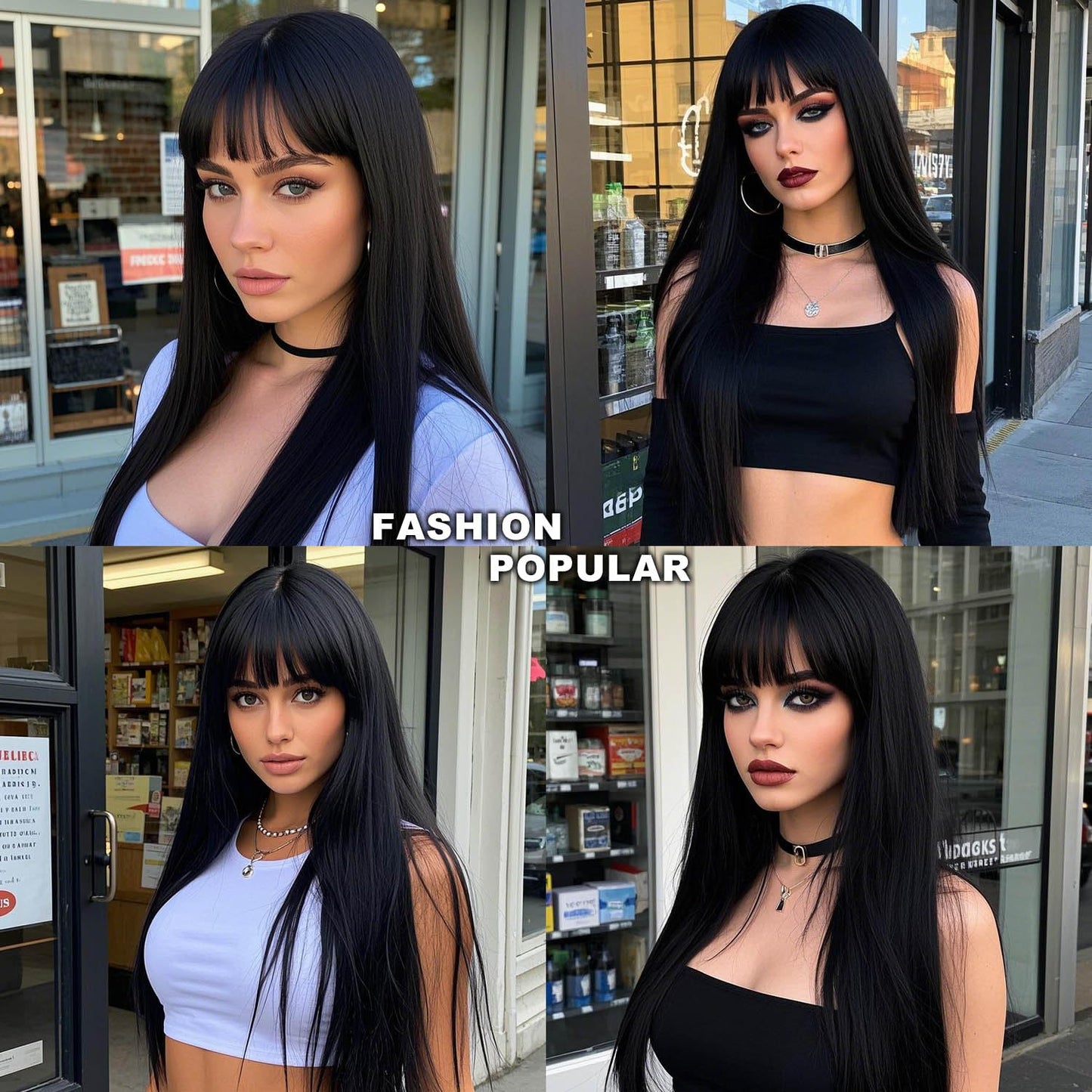 Blonde Highlight Wigs for Women, Blonde Mix Brown Wig with Bangs Silky Soft Fiber Synthetic Wig for Daily Party Use(24 Inch,Blonde Highlight)