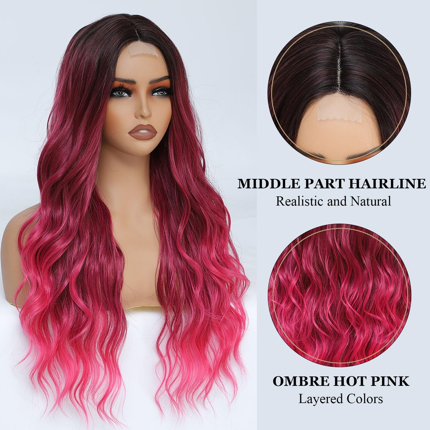 Blonde Highlight Wigs for Women, Blonde Mix Brown Wig with Bangs Silky Soft Fiber Synthetic Wig for Daily Party Use(24 Inch,Blonde Highlight)