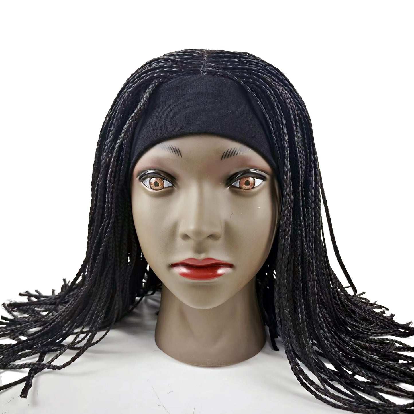 Box Braid Wig Synthetic Short Bob Wig Box Braided Wig with Bangs Cornrow Braided Wigs for Black Women (10 inches, Brown)