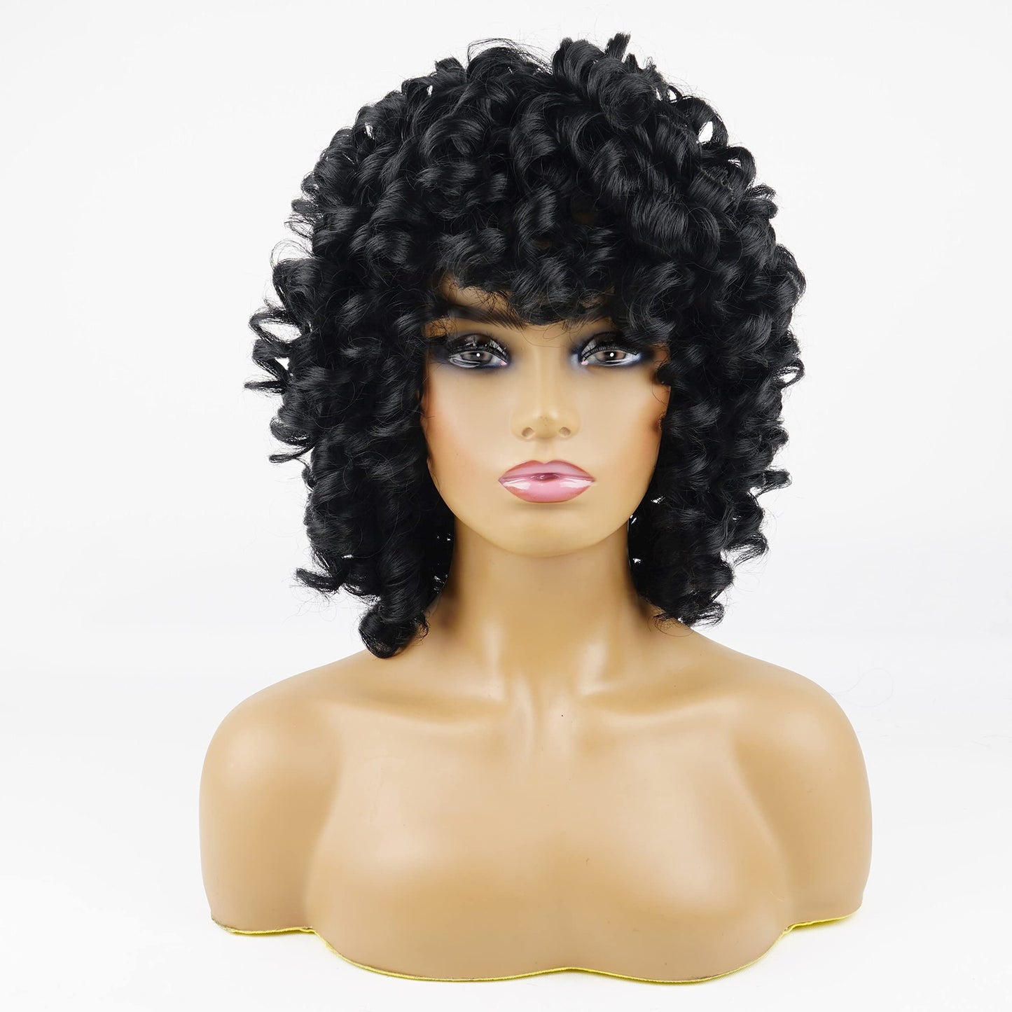 Andromeda Gray Short Curly Wig for Black Women, 14-Inch, Synthetic Fiber, Adjustable Cap, Heat Resistant